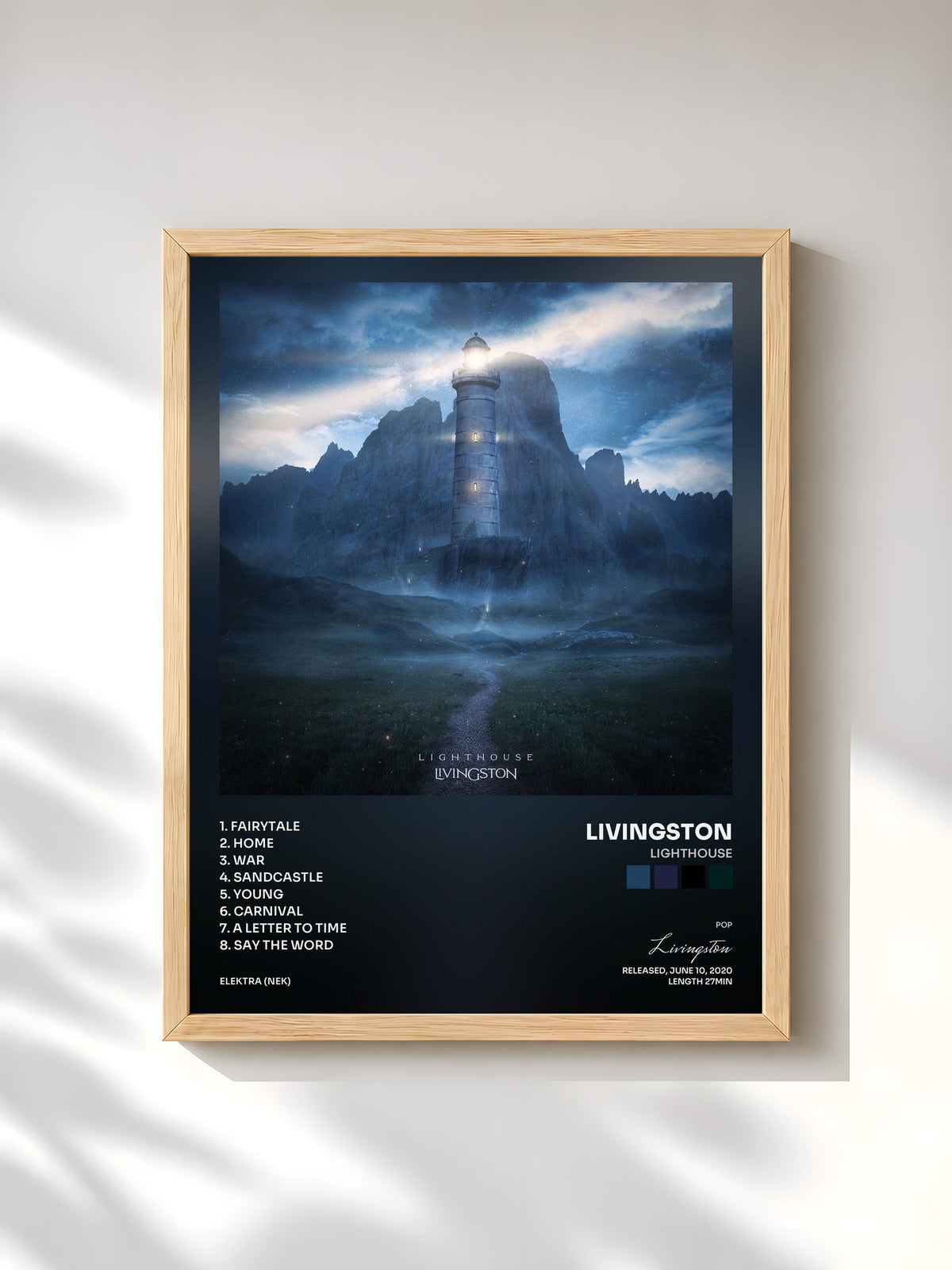 #bois Tableau de l'album Lighthouse de Livingston, cadre en bois brut, imprimé et encadré en France
