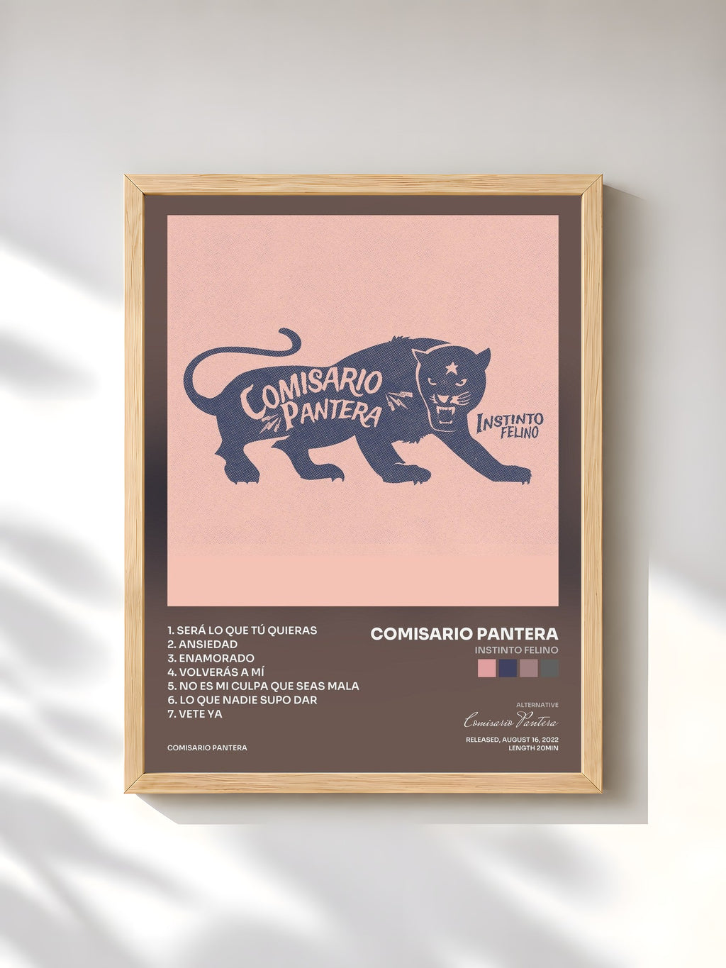 #bois Tableau de l'album Instinto Felino de Comisario Pantera, cadre en bois brut, imprimé et encadré en France