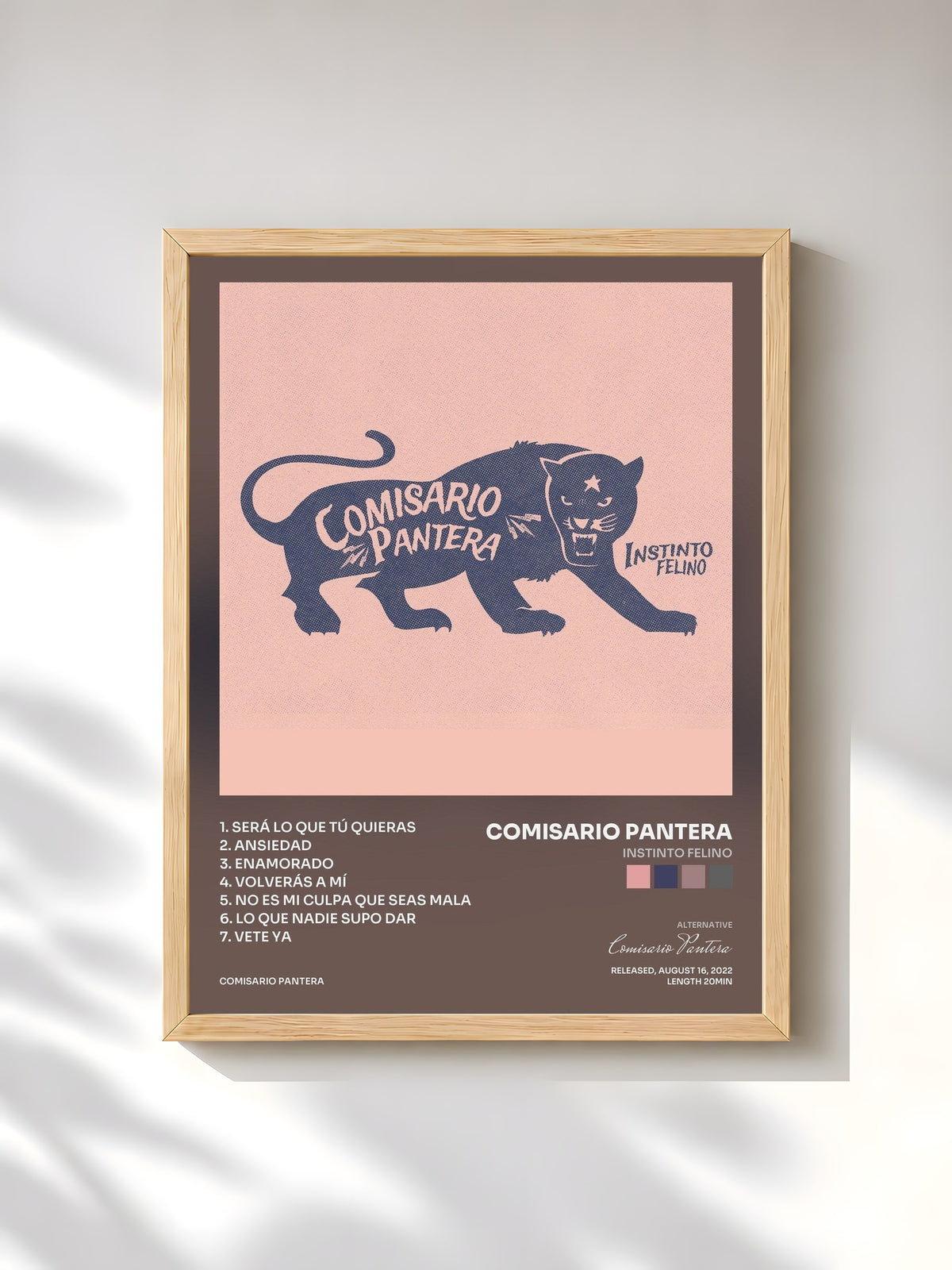 #bois Tableau de l'album Instinto Felino de Comisario Pantera, cadre en bois brut, imprimé et encadré en France