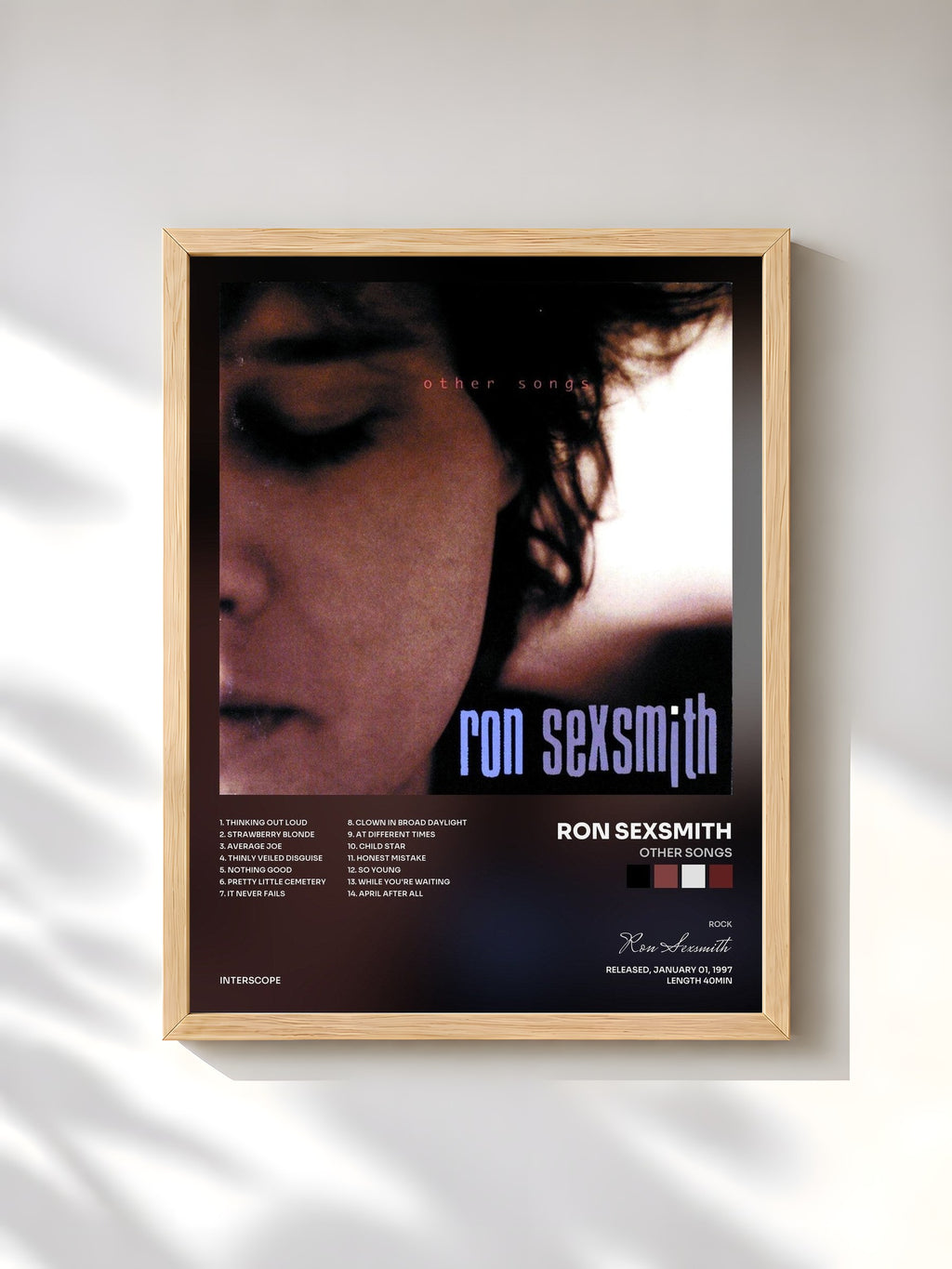 #bois Tableau de l'album Other Songs de Ron Sexsmith, cadre en bois brut, imprimé et encadré en France
