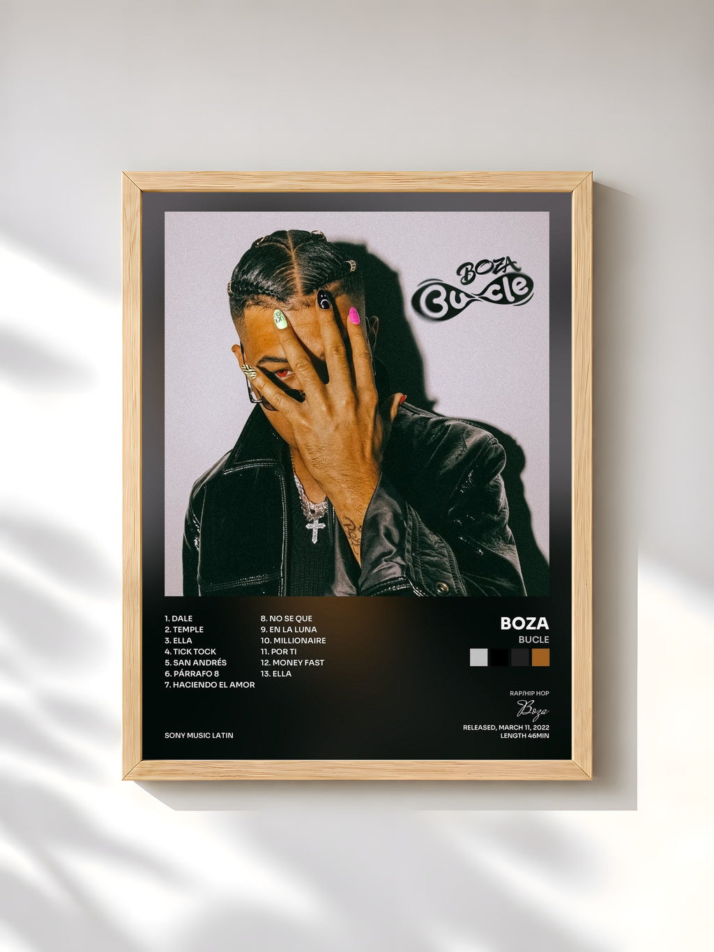 #bois Tableau de l'album Bucle de Boza, cadre en bois brut, imprimé et encadré en France