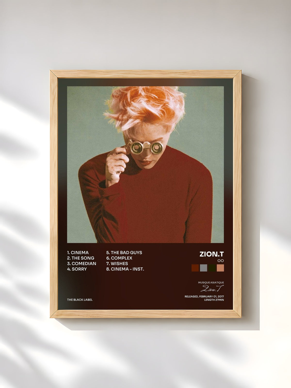 #bois Tableau de l'album OO de Zion.T, cadre en bois brut, imprimé et encadré en France