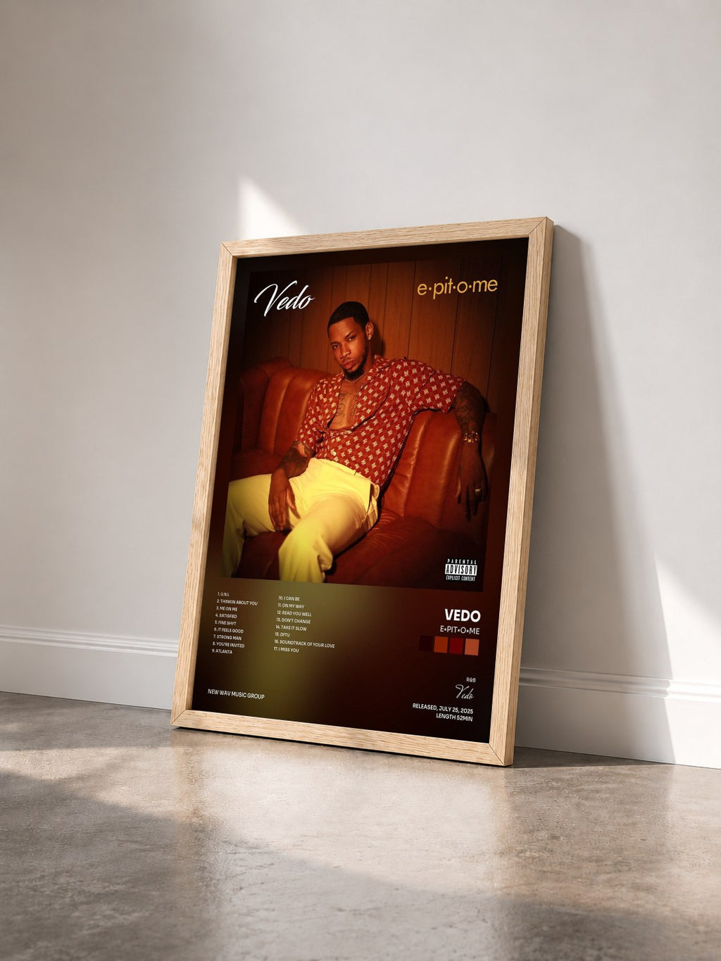 #bois Tableau de l'album e•pit•o•me de Vedo vu de trois quarts, cadre en bois brut