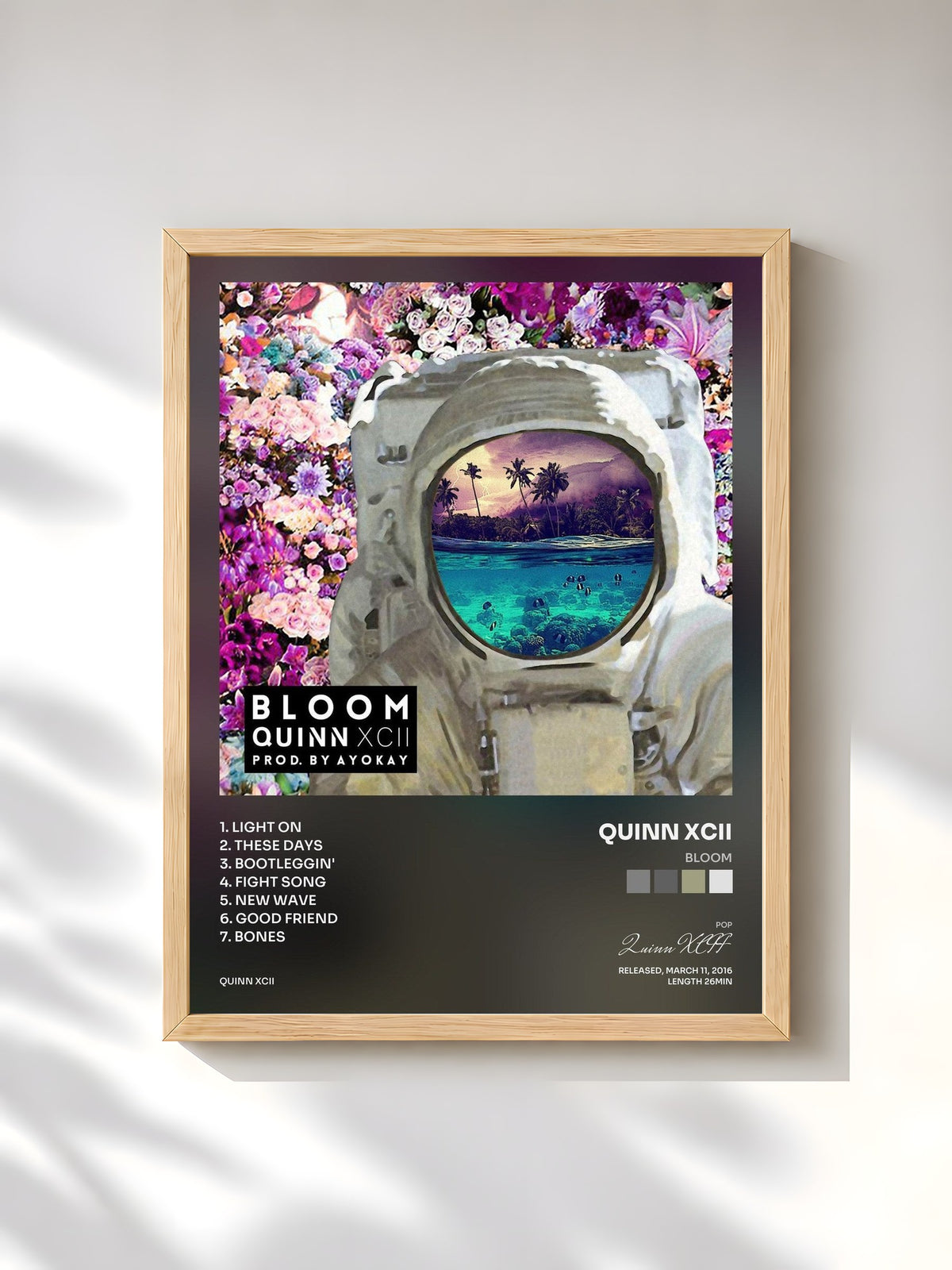 #bois Tableau de l'album Bloom de Quinn XCII, cadre en bois brut, imprimé et encadré en France