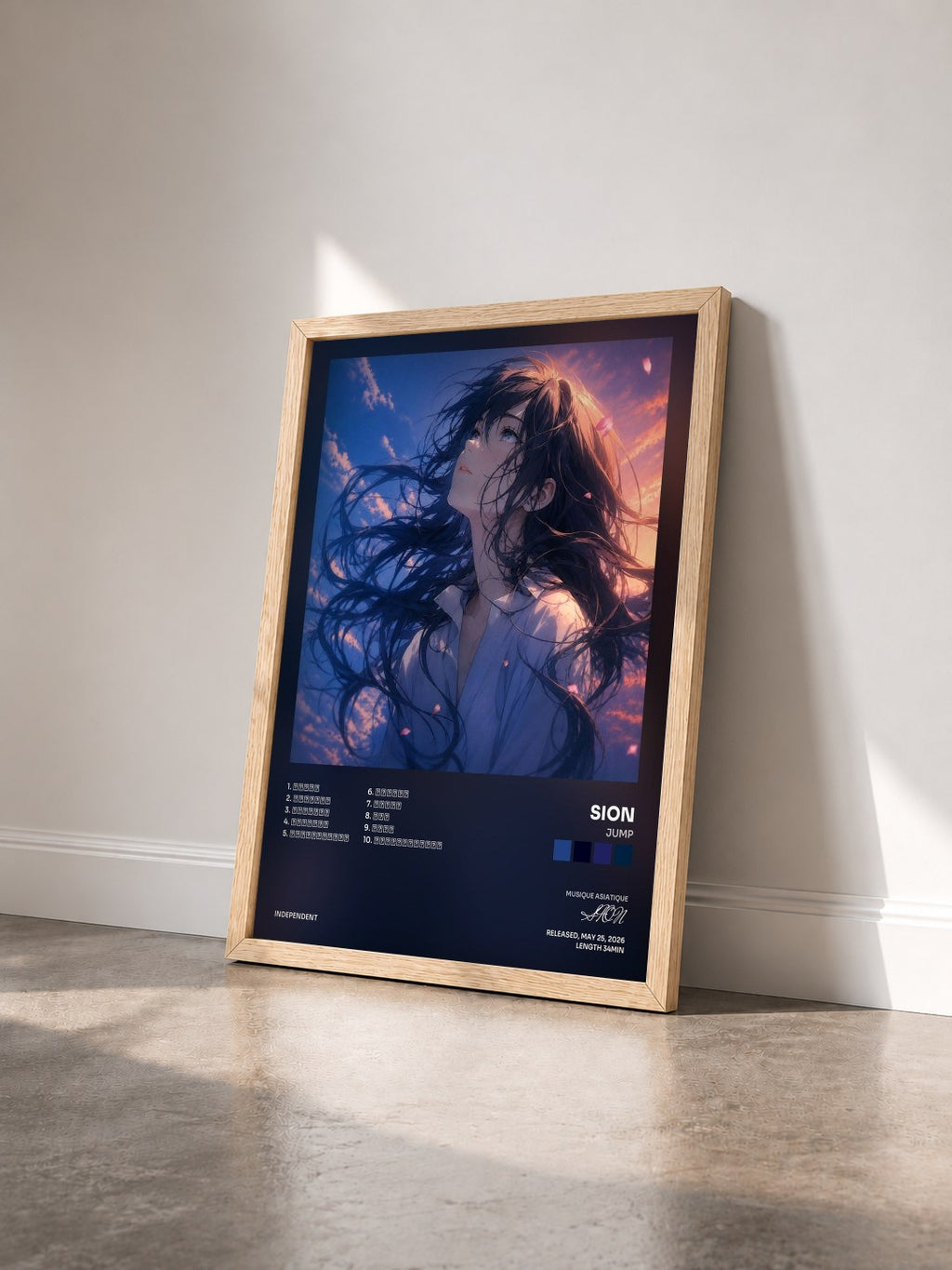 #bois Tableau de l'album Jump de SION vu de trois quarts, cadre en bois brut