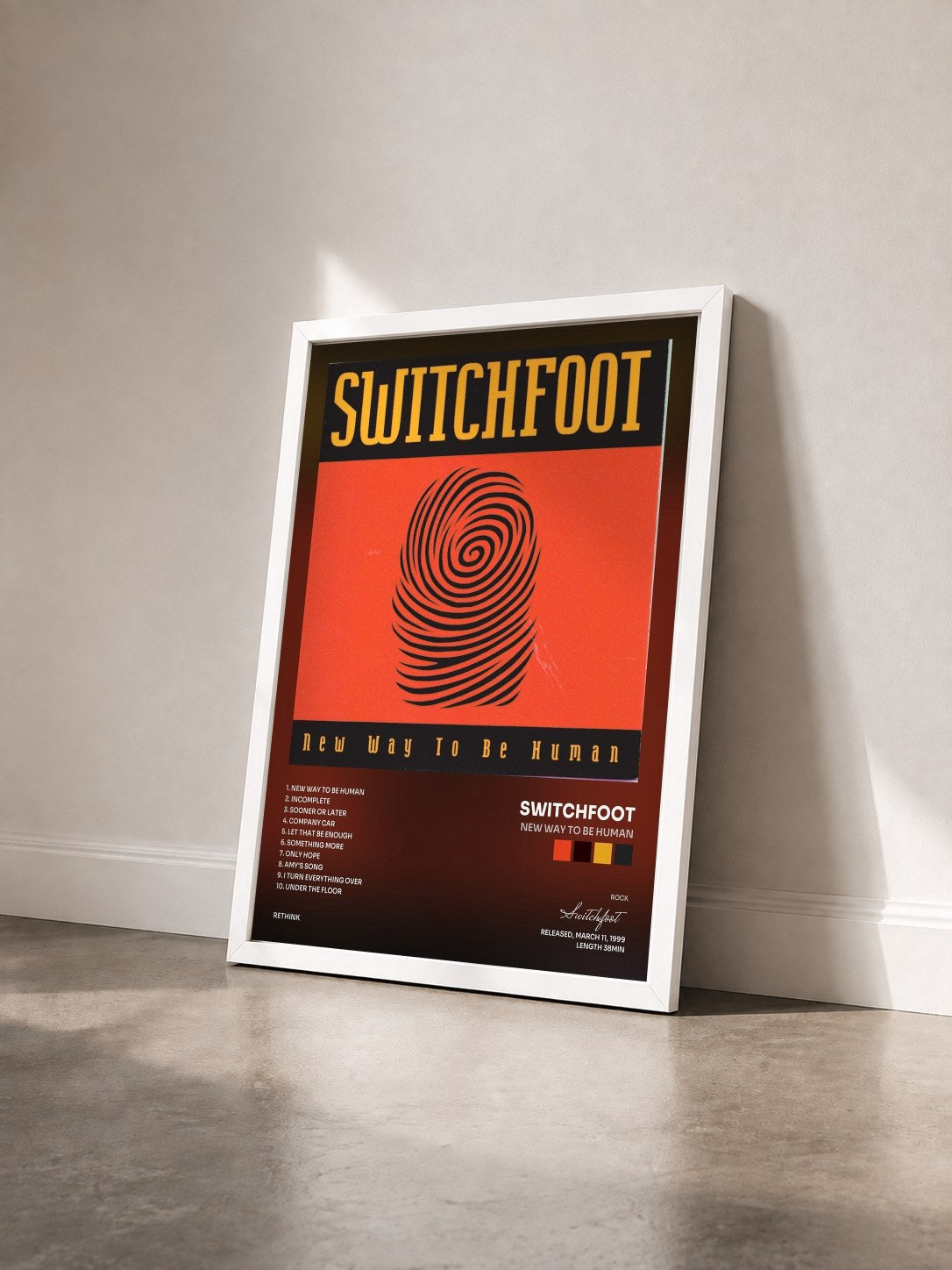 #blanc Tableau de l'album New Way To Be Human de Switchfoot vu de trois quarts, cadre blanc