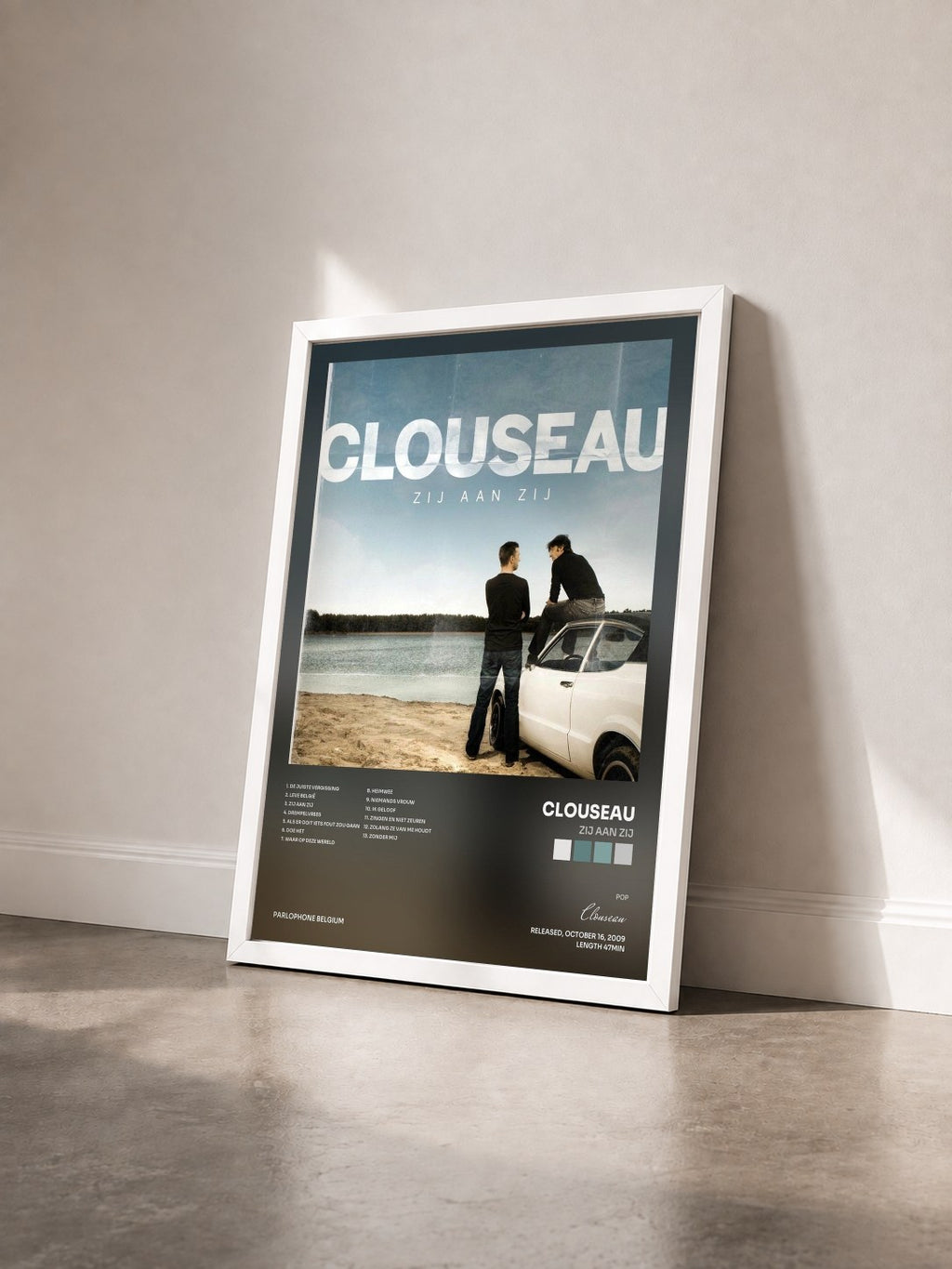 #blanc Tableau de l'album Zij Aan Zij de Clouseau vu de trois quarts, cadre blanc