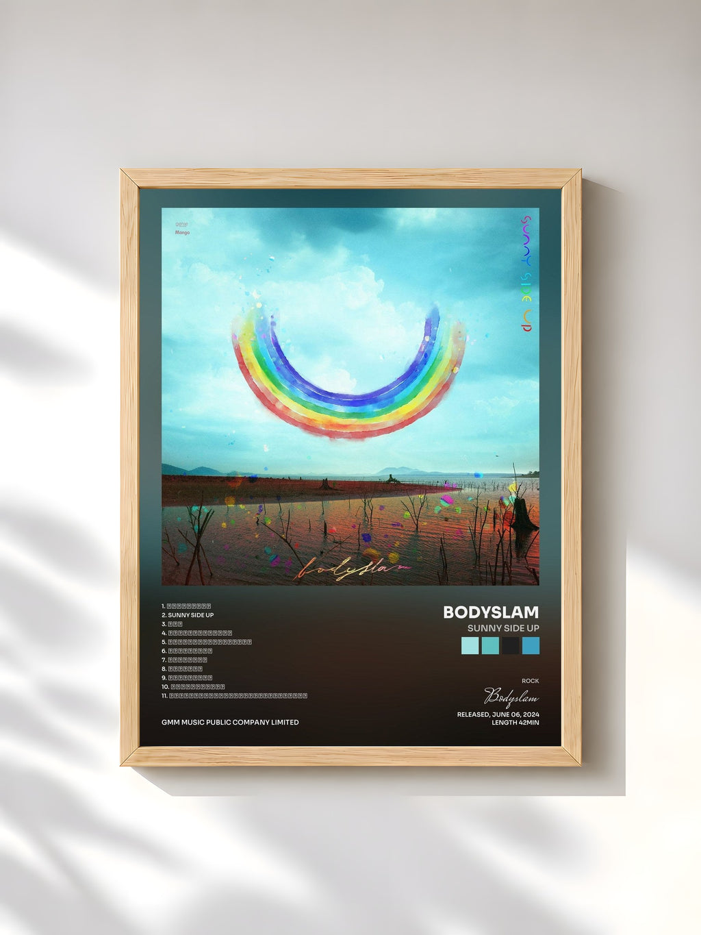 #bois Tableau de l'album Sunny Side Up de Bodyslam, cadre en bois brut, imprimé et encadré en France