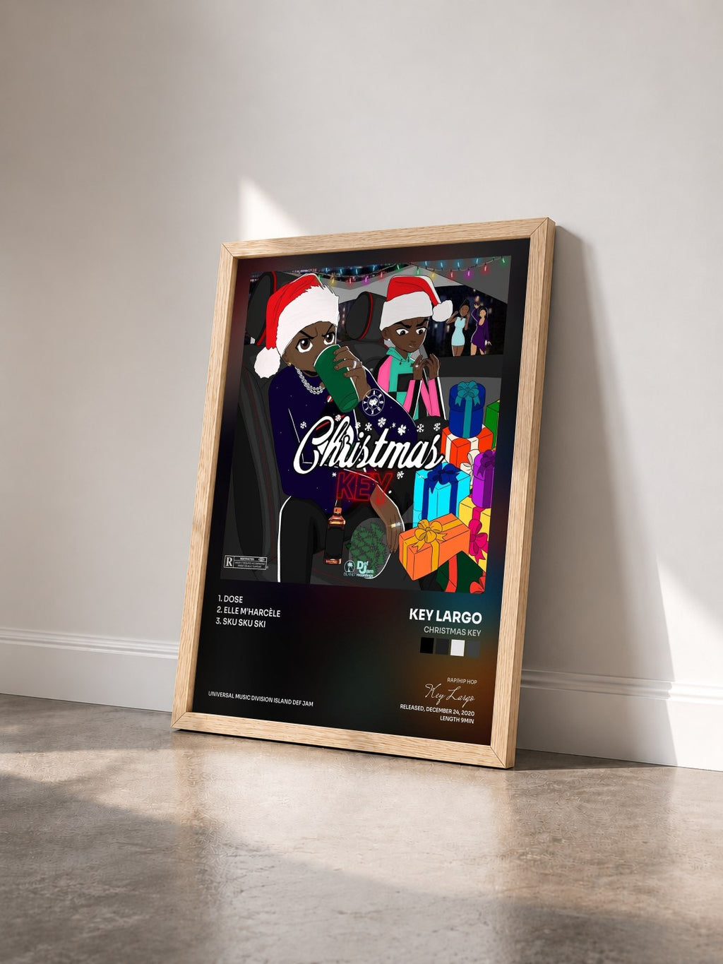 #bois Tableau de l'album Christmas Key de Key Largo vu de trois quarts, cadre en bois brut