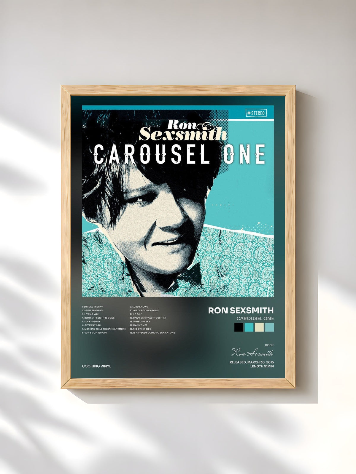 #bois Tableau de l'album Carousel One de Ron Sexsmith, cadre en bois brut, imprimé et encadré en France