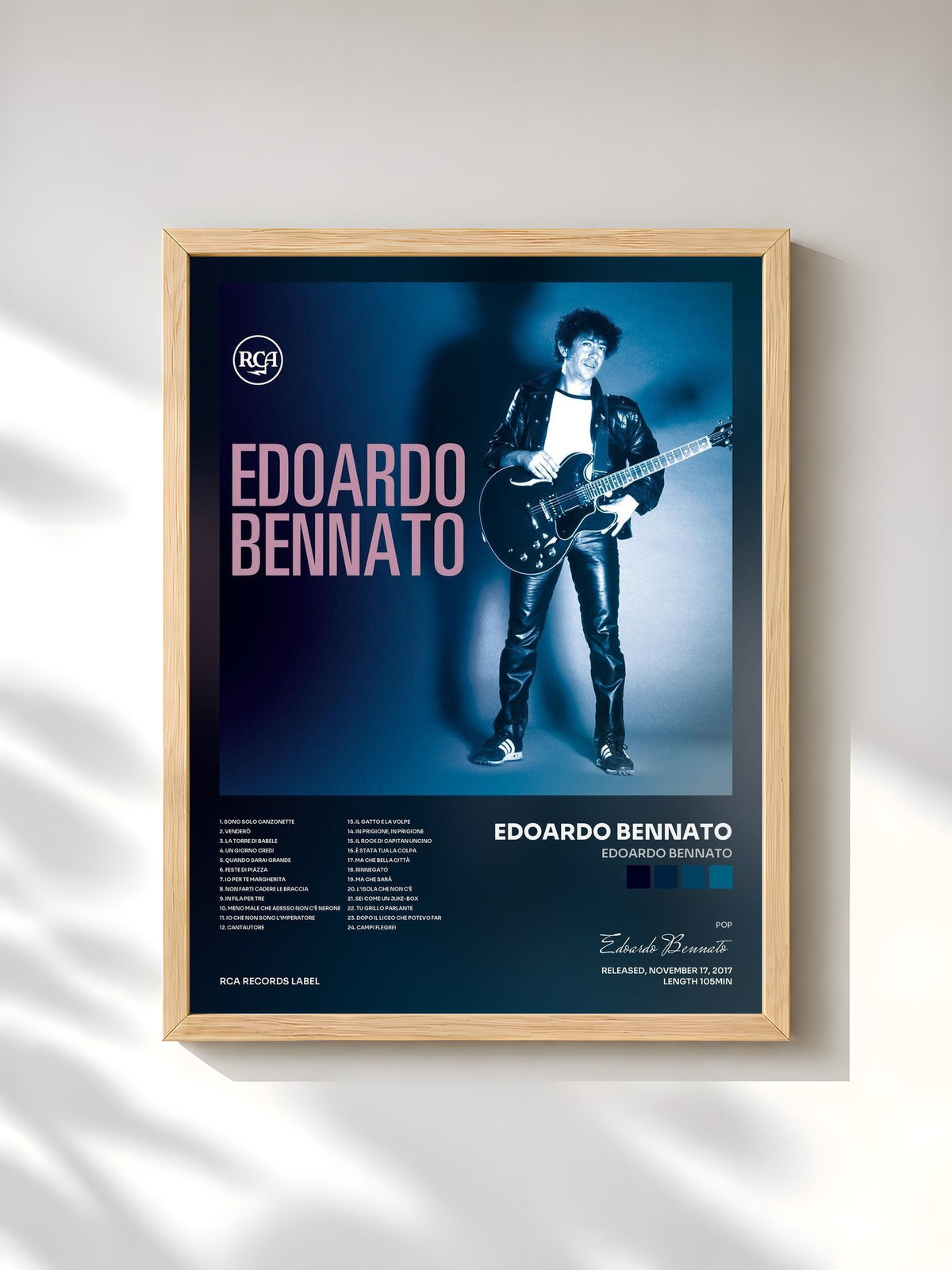 #bois Tableau de l'album Edoardo Bennato de Edoardo Bennato, cadre en bois brut, imprimé et encadré en France