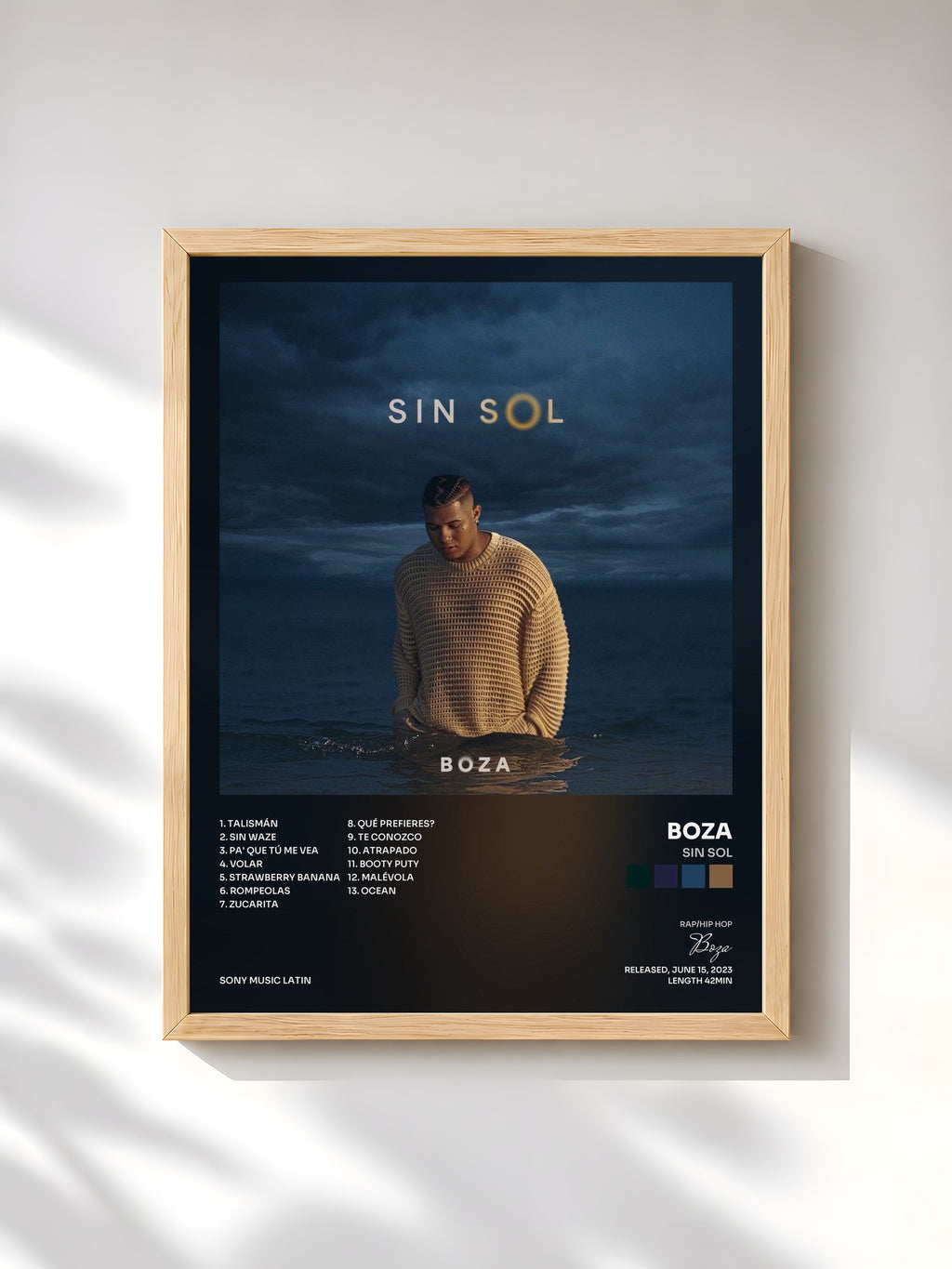 #bois Tableau de l'album Sin Sol de Boza, cadre en bois brut, imprimé et encadré en France