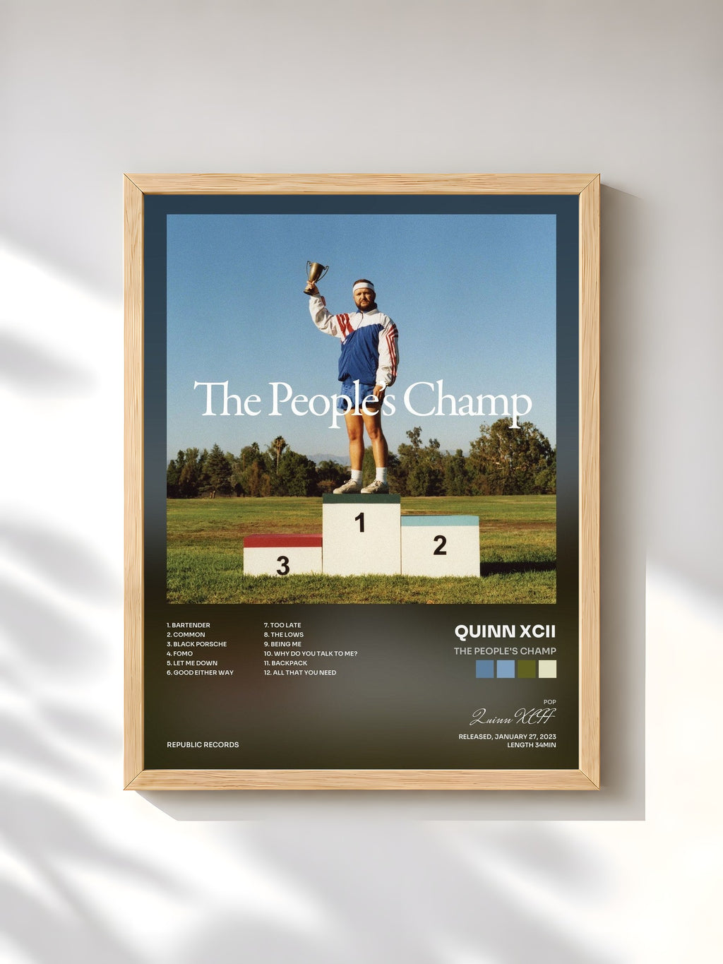 #bois Tableau de l'album The People's Champ de Quinn XCII, cadre en bois brut, imprimé et encadré en France