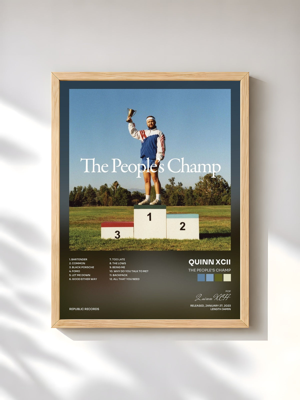 #bois Tableau de l'album The People's Champ de Quinn XCII, cadre en bois brut, imprimé et encadré en France