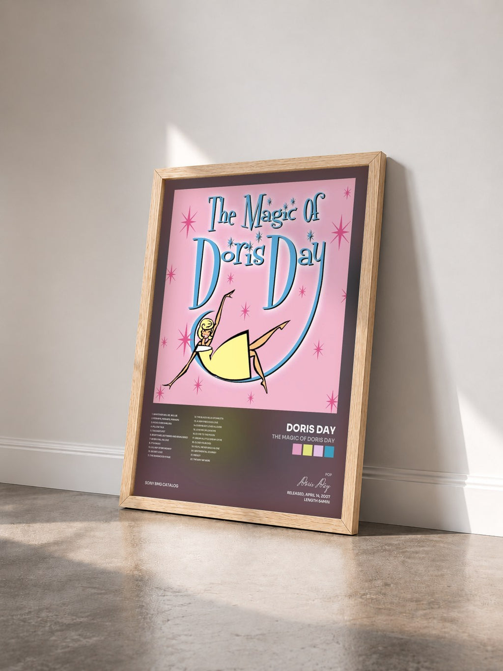 #bois Tableau de l'album The Magic Of Doris Day de Doris Day vu de trois quarts, cadre en bois brut