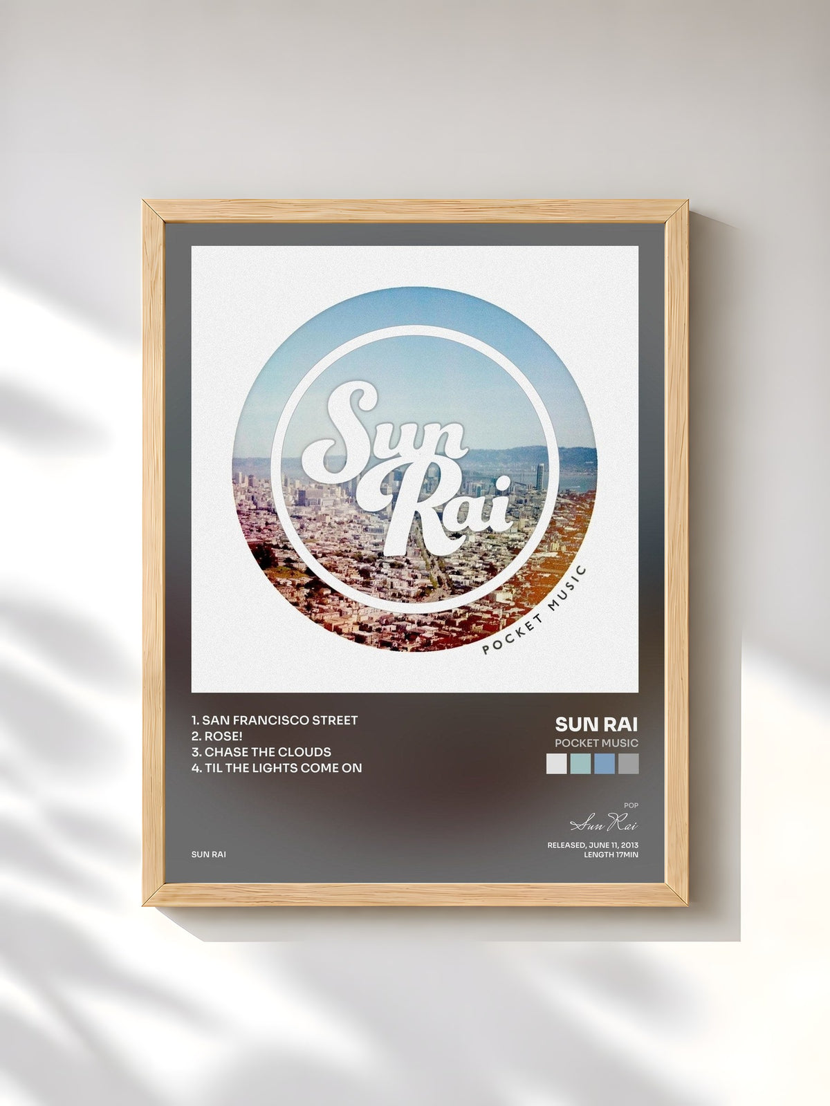 #bois Tableau de l'album Pocket Music de Sun Rai, cadre en bois brut, imprimé et encadré en France
