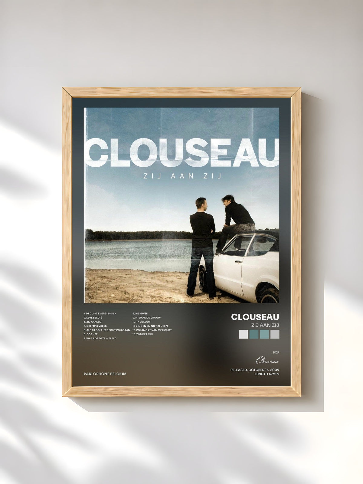 #bois Tableau de l'album Zij Aan Zij de Clouseau, cadre en bois brut, imprimé et encadré en France