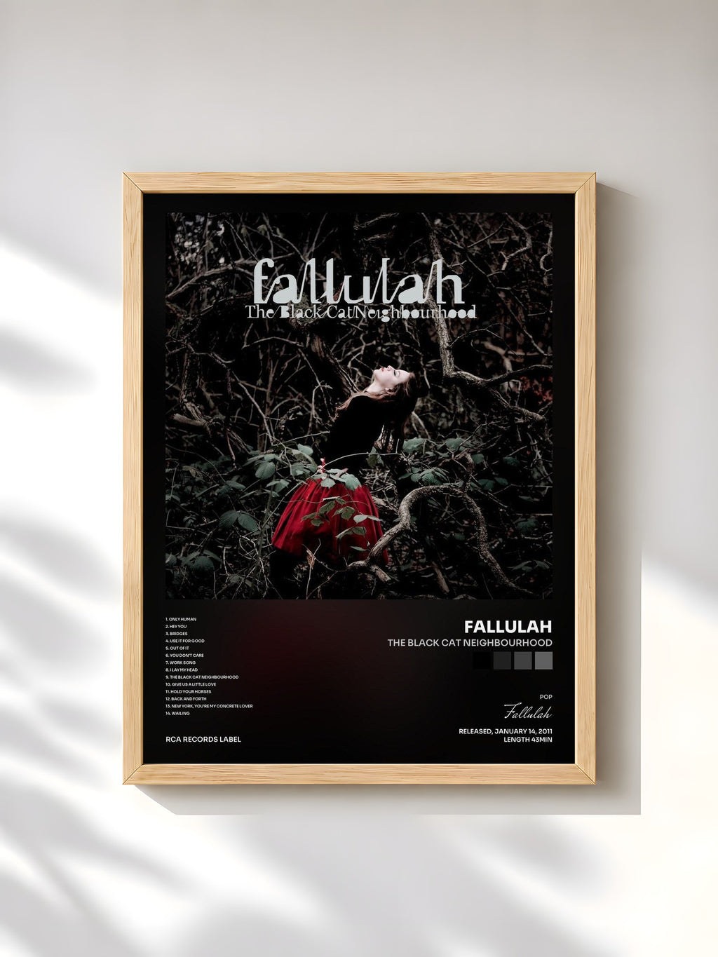 #bois Tableau de l'album The Black Cat Neighbourhood de Fallulah, cadre en bois brut, imprimé et encadré en France