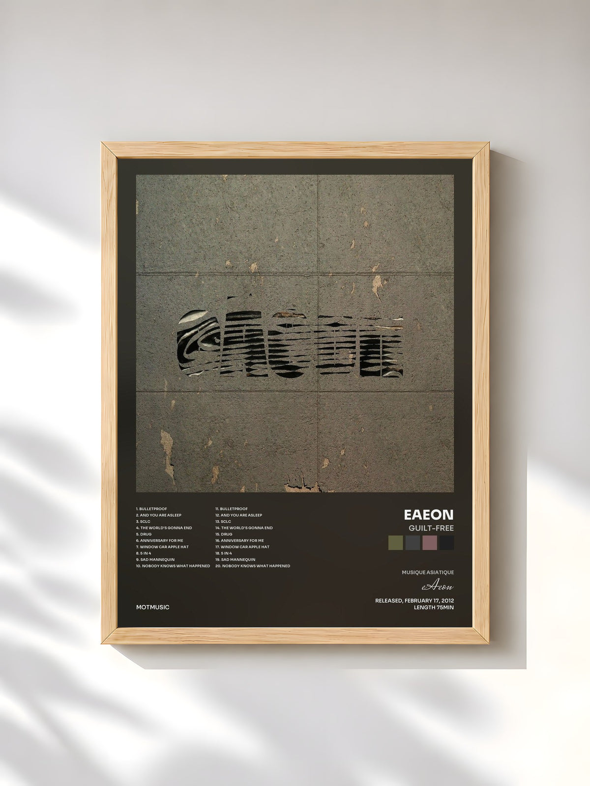 #bois Tableau de l'album Guilt-Free de eAeon, cadre en bois brut, imprimé et encadré en France