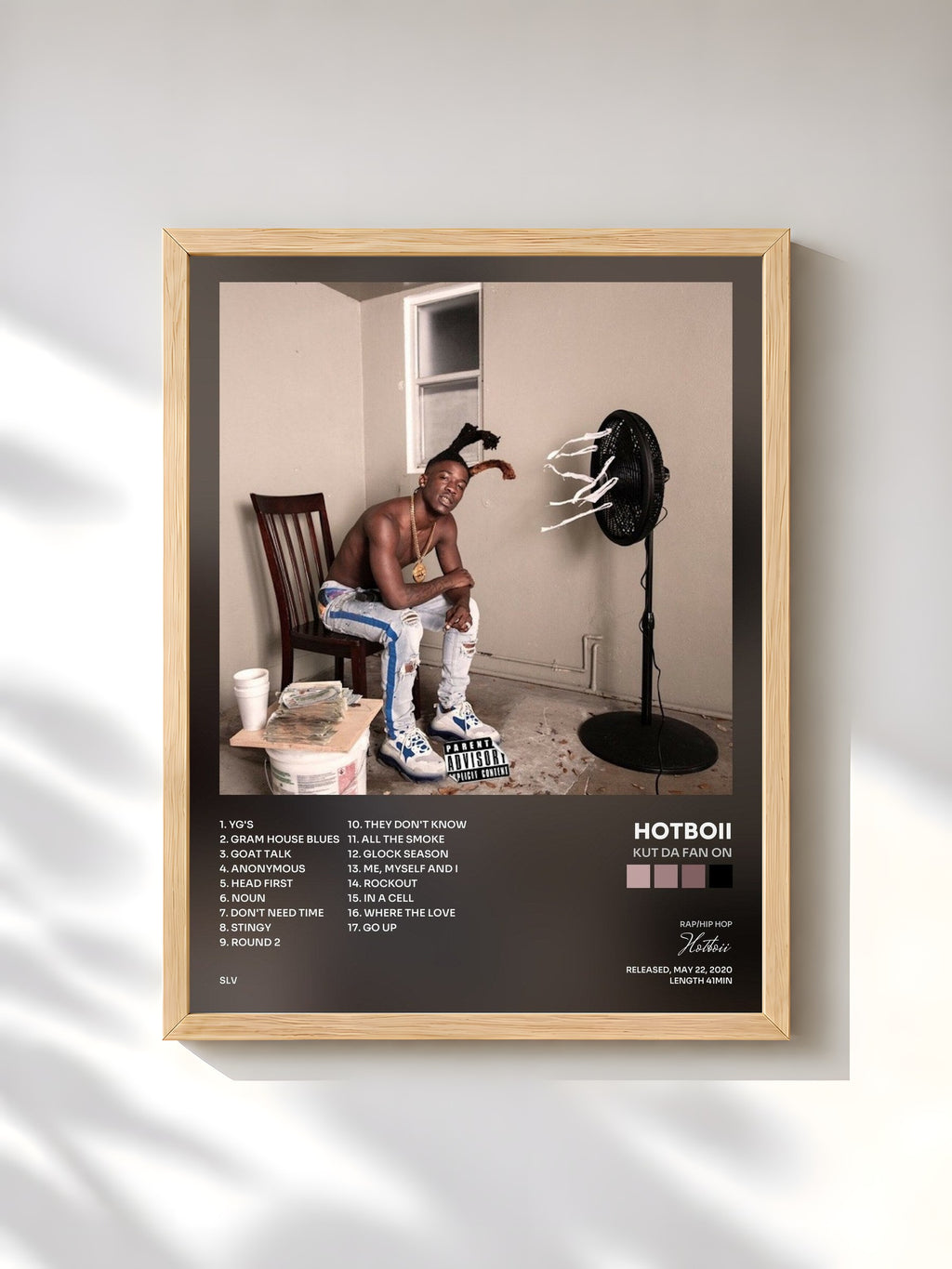 #bois Tableau de l'album Kut Da Fan On de Hotboii, cadre en bois brut, imprimé et encadré en France