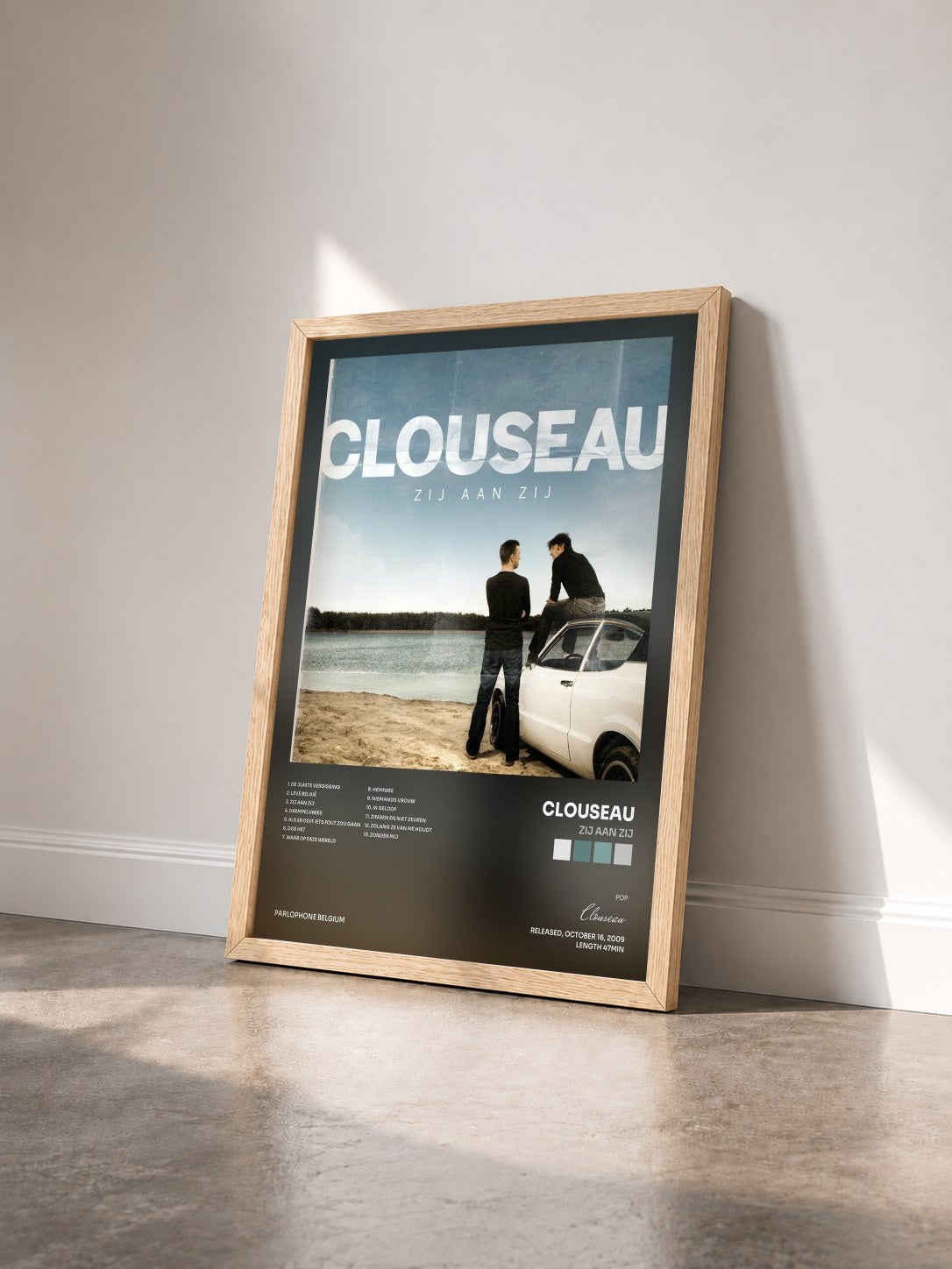 #bois Tableau de l'album Zij Aan Zij de Clouseau vu de trois quarts, cadre en bois brut