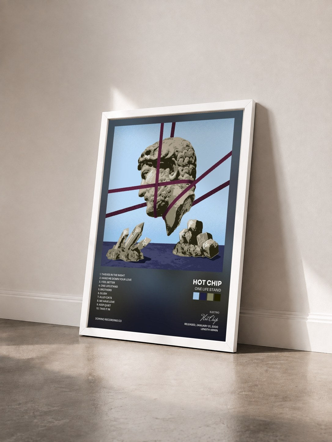 #blanc Tableau de l'album One Life Stand de Hot Chip vu de trois quarts, cadre blanc