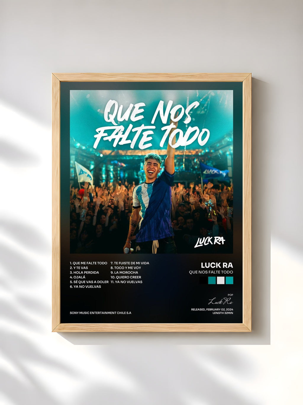 #bois Tableau de l'album QUE NOS FALTE TODO de Luck Ra, cadre en bois brut, imprimé et encadré en France