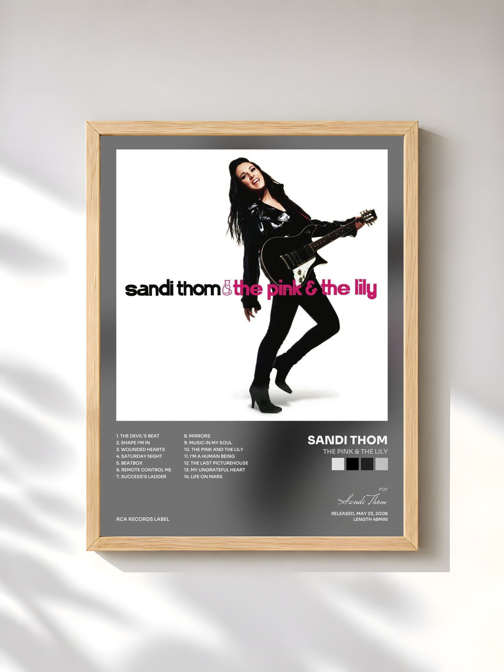 #bois Tableau de l'album The Pink & The Lily de Sandi Thom, cadre en bois brut, imprimé et encadré en France