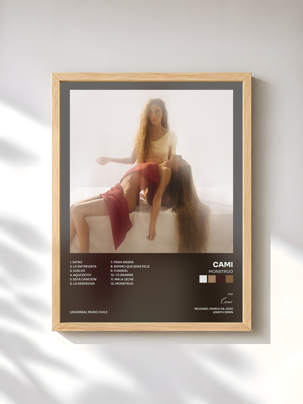 #bois Tableau de l'album Monstruo de Cami, cadre en bois brut, imprimé et encadré en France