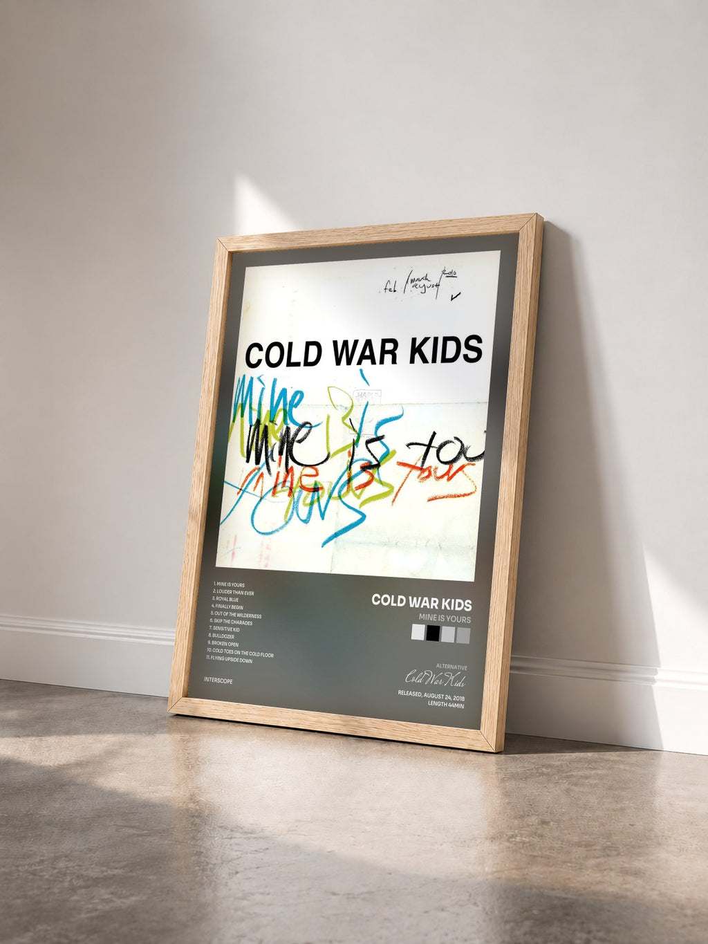 #bois Tableau de l'album Mine Is Yours de Cold War Kids vu de trois quarts, cadre en bois brut