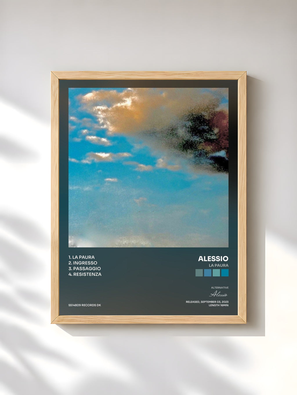 #bois Tableau de l'album la paura de Alessio, cadre en bois brut, imprimé et encadré en France