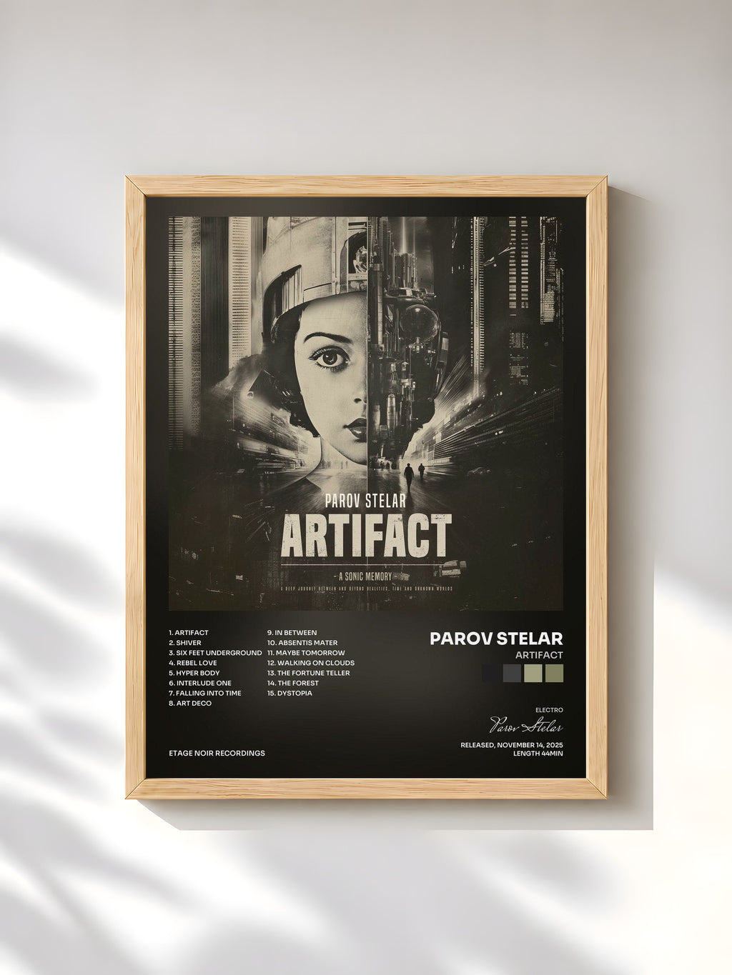 #bois Tableau de l'album Artifact de Parov Stelar, cadre en bois brut, imprimé et encadré en France