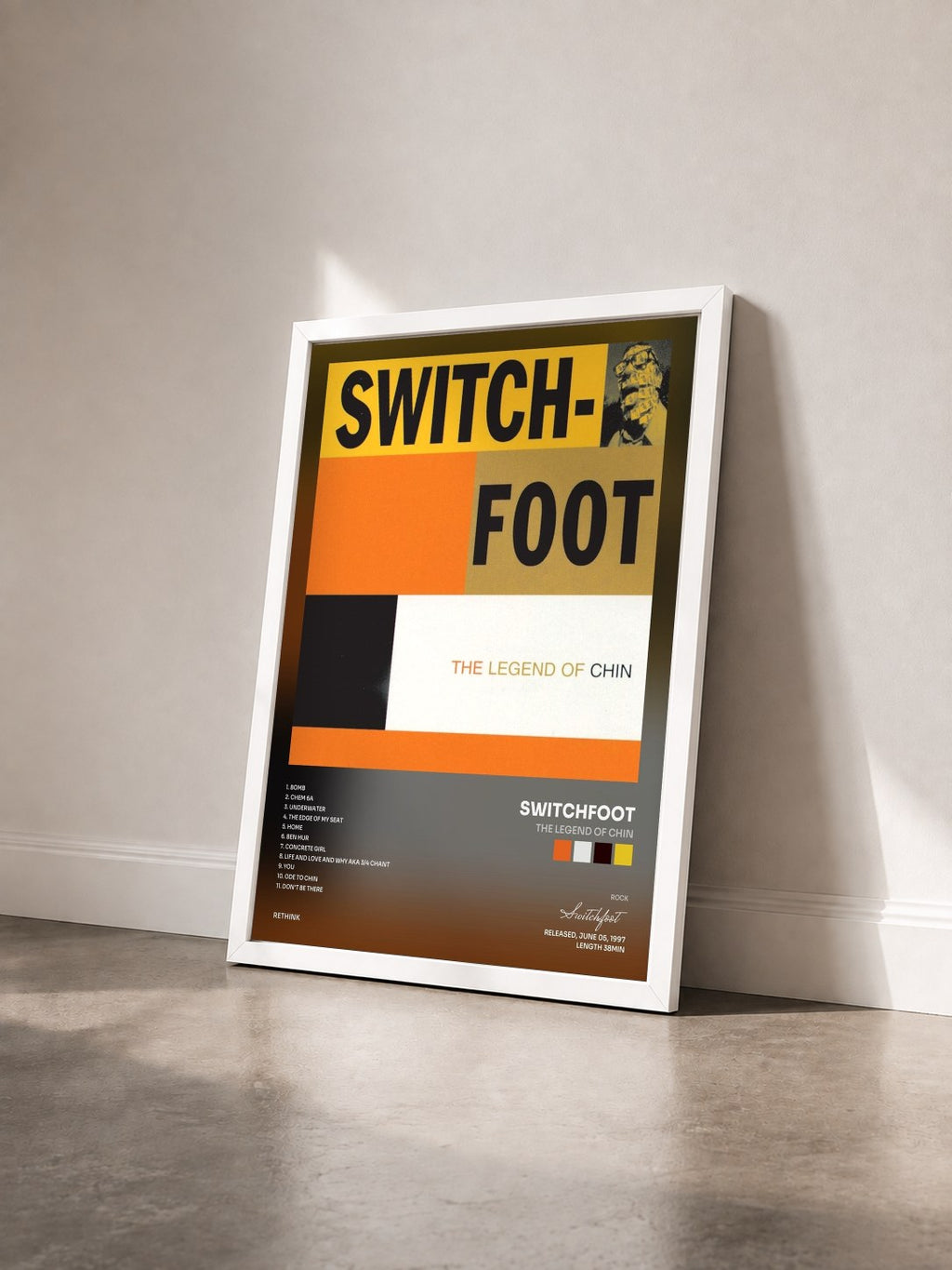 #blanc Tableau de l'album The Legend Of Chin de Switchfoot vu de trois quarts, cadre blanc