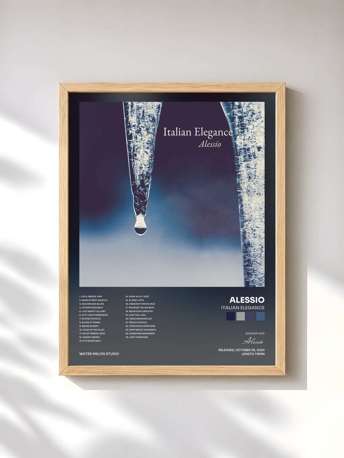 #bois Tableau de l'album Italian Elegance de Alessio, cadre en bois brut, imprimé et encadré en France