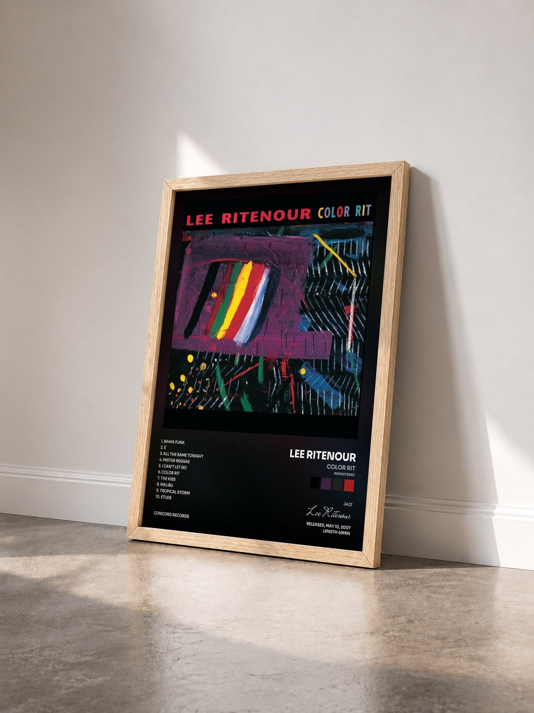 #bois Tableau de l'album Color Rit (Remastered) de Lee Ritenour vu de trois quarts, cadre en bois brut