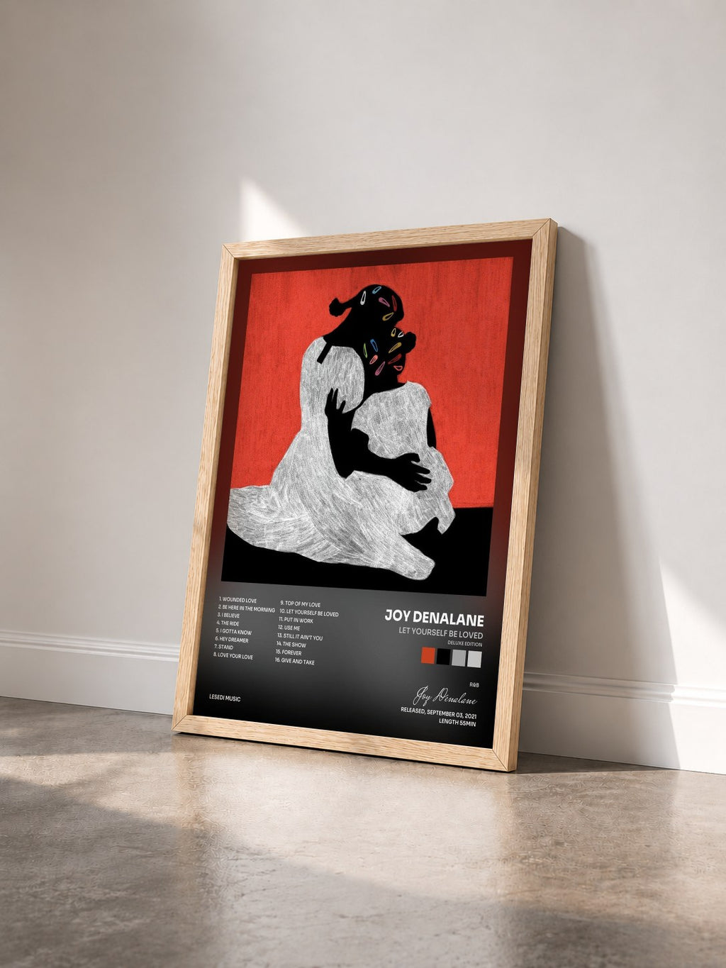 #bois Tableau de l'album Let Yourself Be Loved (Deluxe Edition) de Joy Denalane vu de trois quarts, cadre en bois brut
