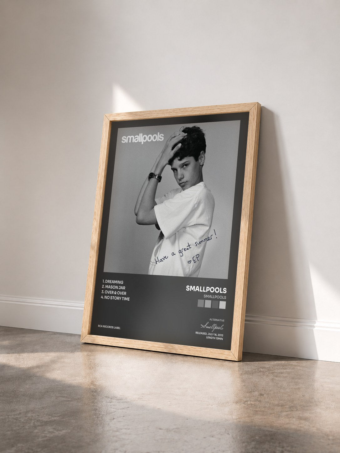 #bois Tableau de l'album Smallpools de Smallpools vu de trois quarts, cadre en bois brut