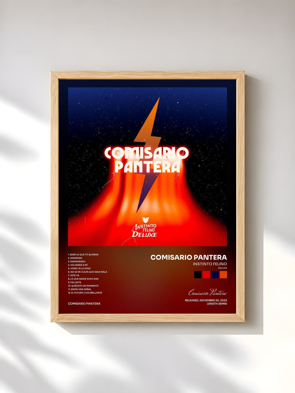 #bois Tableau de l'album Instinto Felino (Deluxe) de Comisario Pantera, cadre en bois brut, imprimé et encadré en France