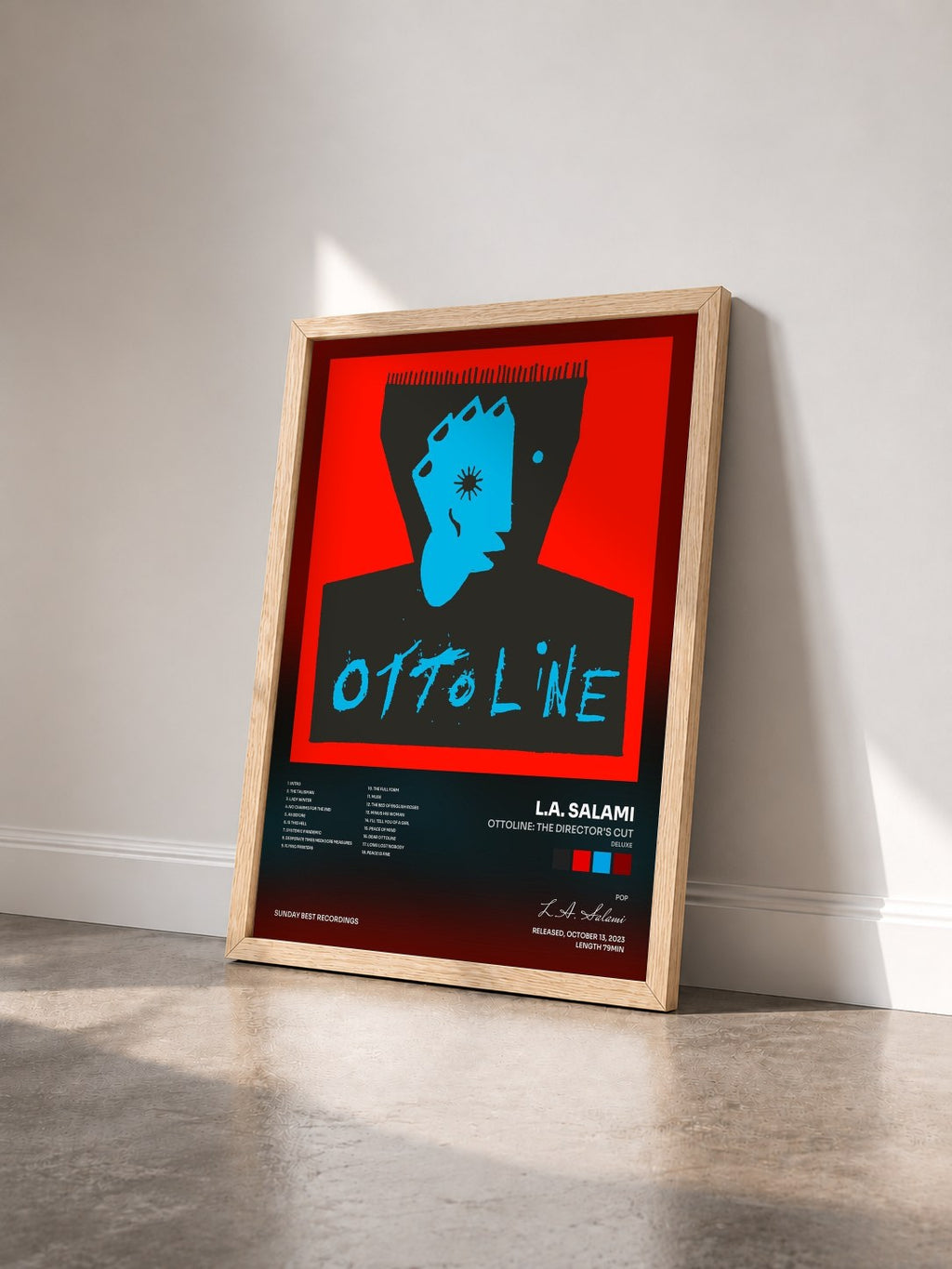 #bois Tableau de l'album OTTOLINE: THE DIRECTOR'S CUT (DELUXE) de L.A. Salami vu de trois quarts, cadre en bois brut
