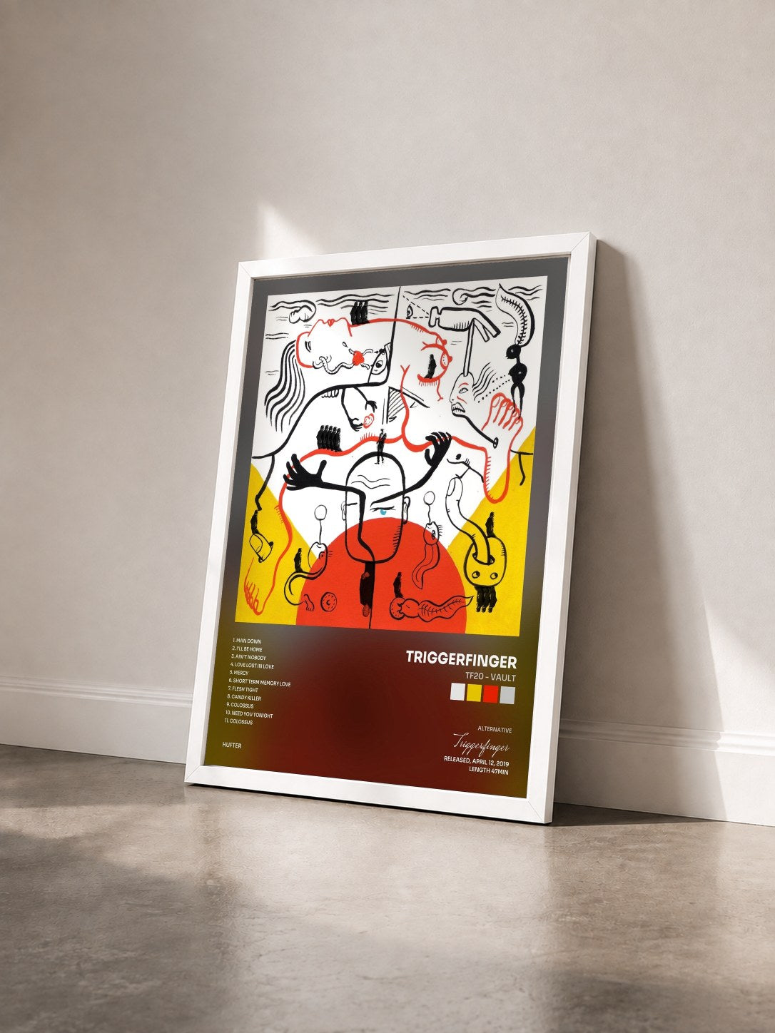 #blanc Tableau de l'album Tf20 - Vault de Triggerfinger vu de trois quarts, cadre blanc