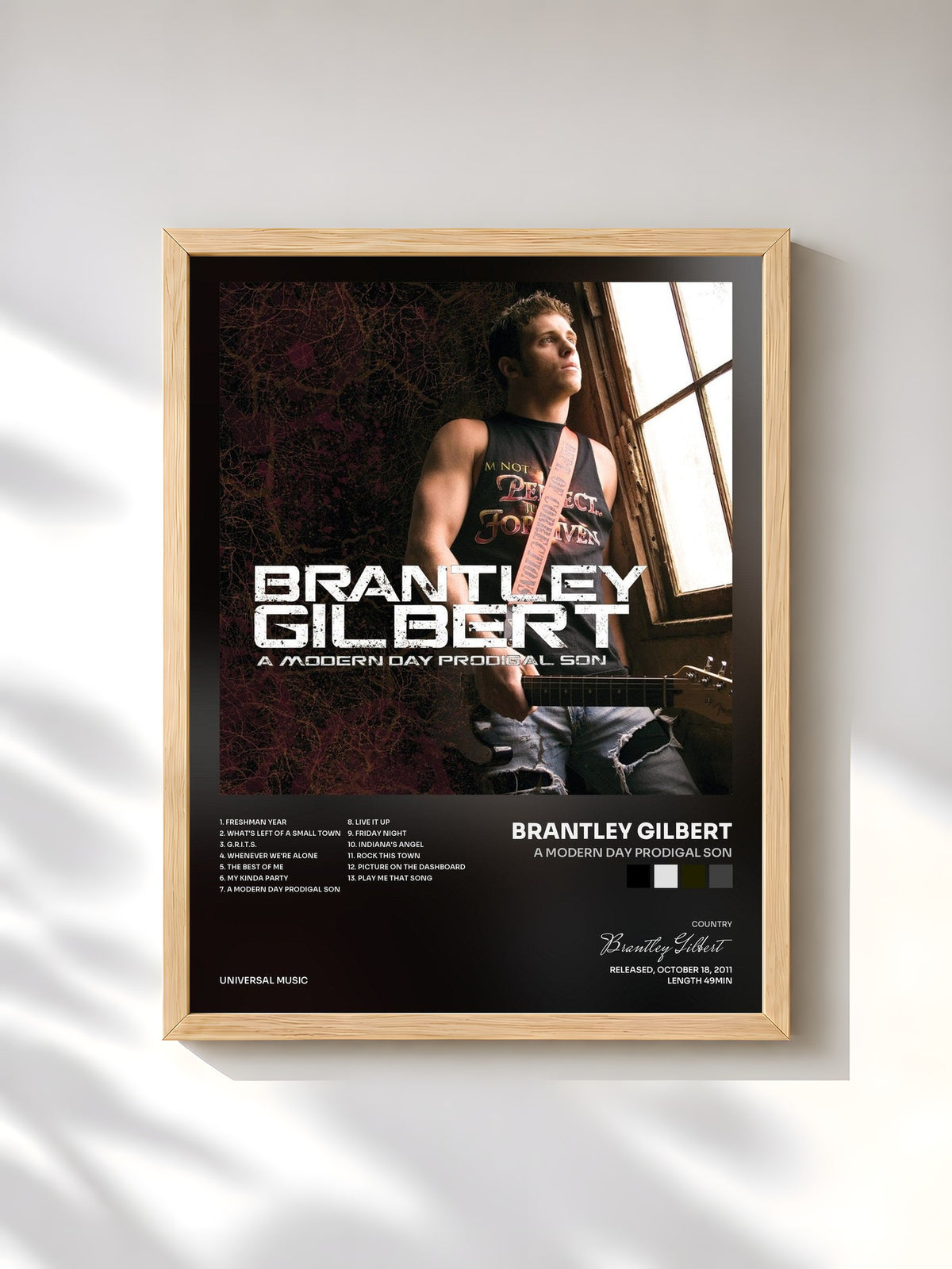 #bois Tableau de l'album A Modern Day Prodigal Son de Brantley Gilbert, cadre en bois brut, imprimé et encadré en France