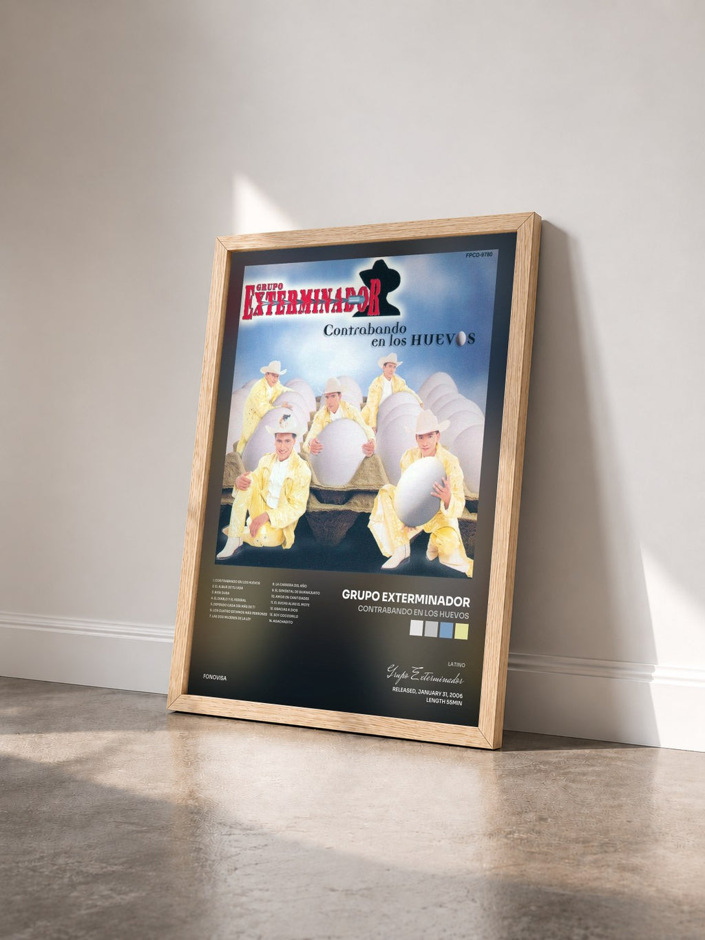 #bois Tableau de l'album Contrabando En Los Huevos de Grupo Exterminador vu de trois quarts, cadre en bois brut