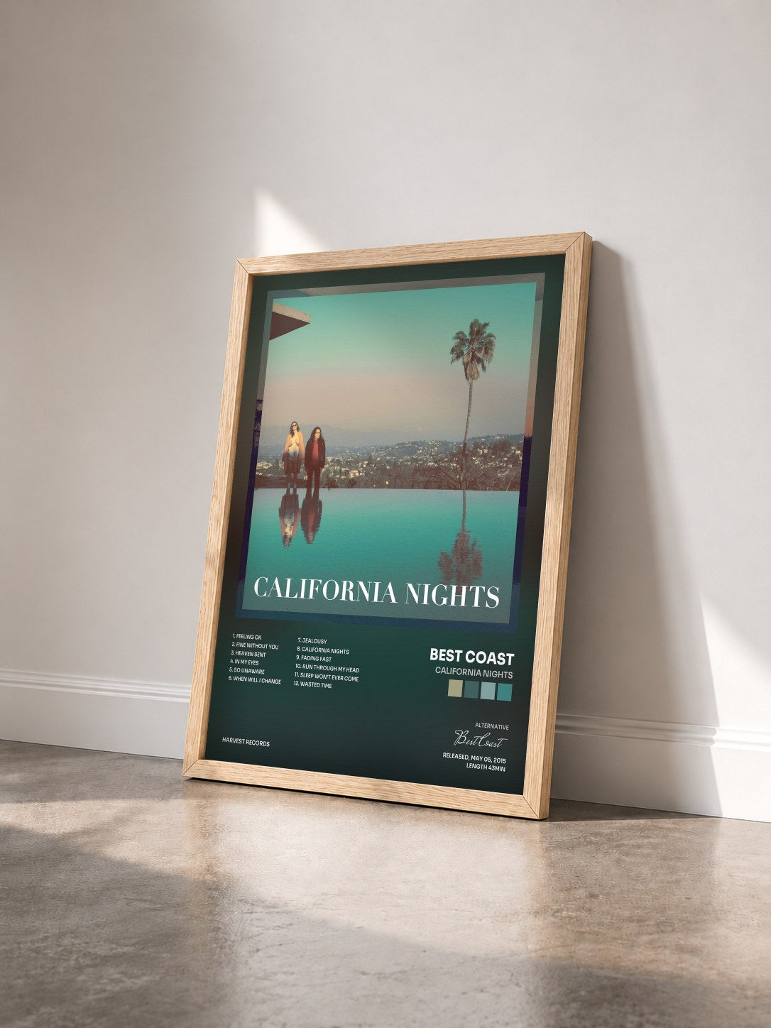 #bois Tableau de l'album California Nights de Best Coast vu de trois quarts, cadre en bois brut