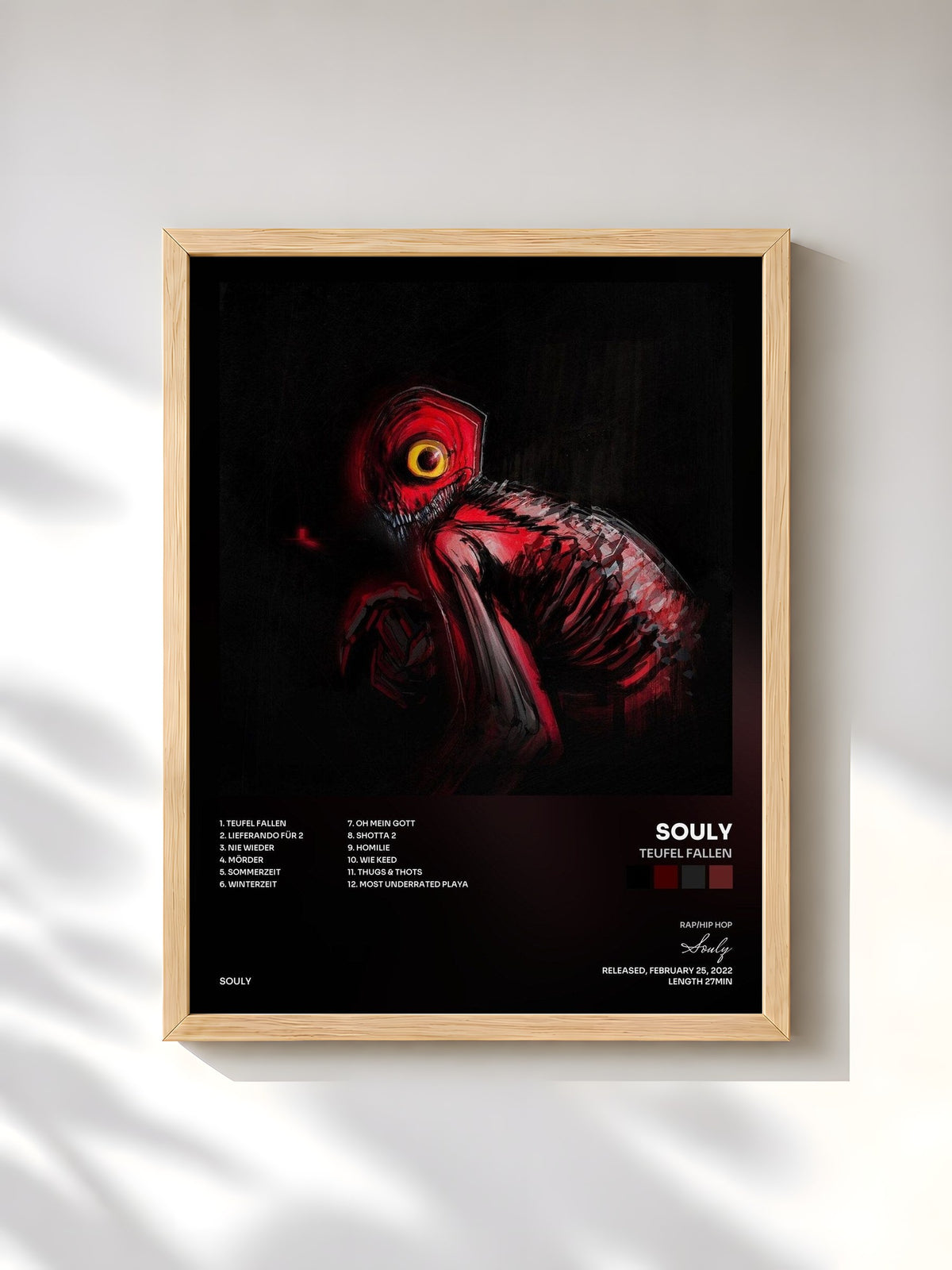 #bois Tableau de l'album Teufel Fallen de Souly, cadre en bois brut, imprimé et encadré en France