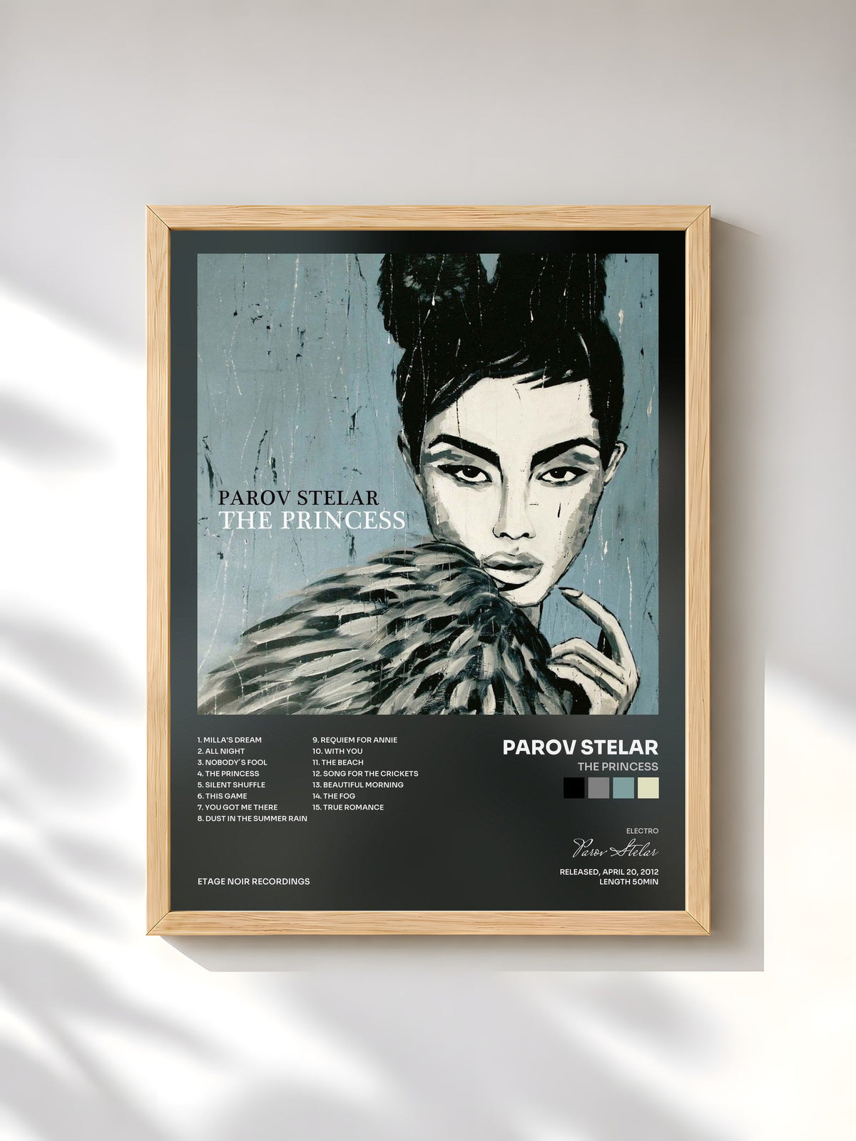 #bois Tableau de l'album The Princess de Parov Stelar, cadre en bois brut, imprimé et encadré en France