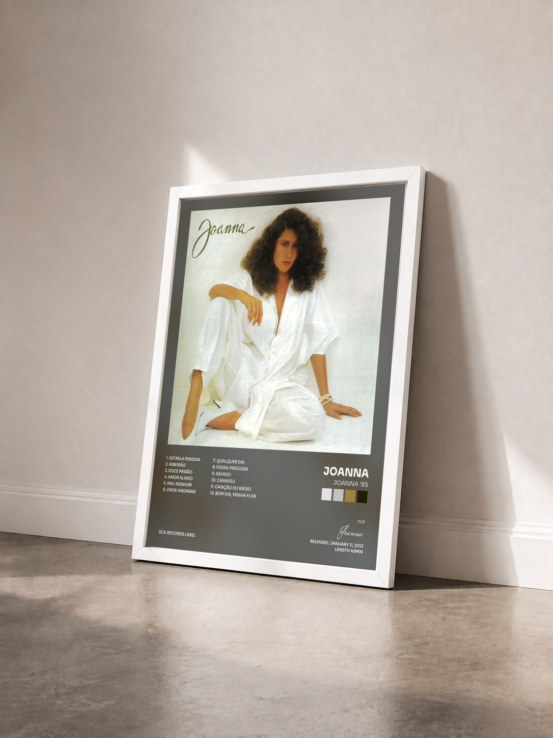 #blanc Tableau de l'album Joanna '85 de Joanna vu de trois quarts, cadre blanc