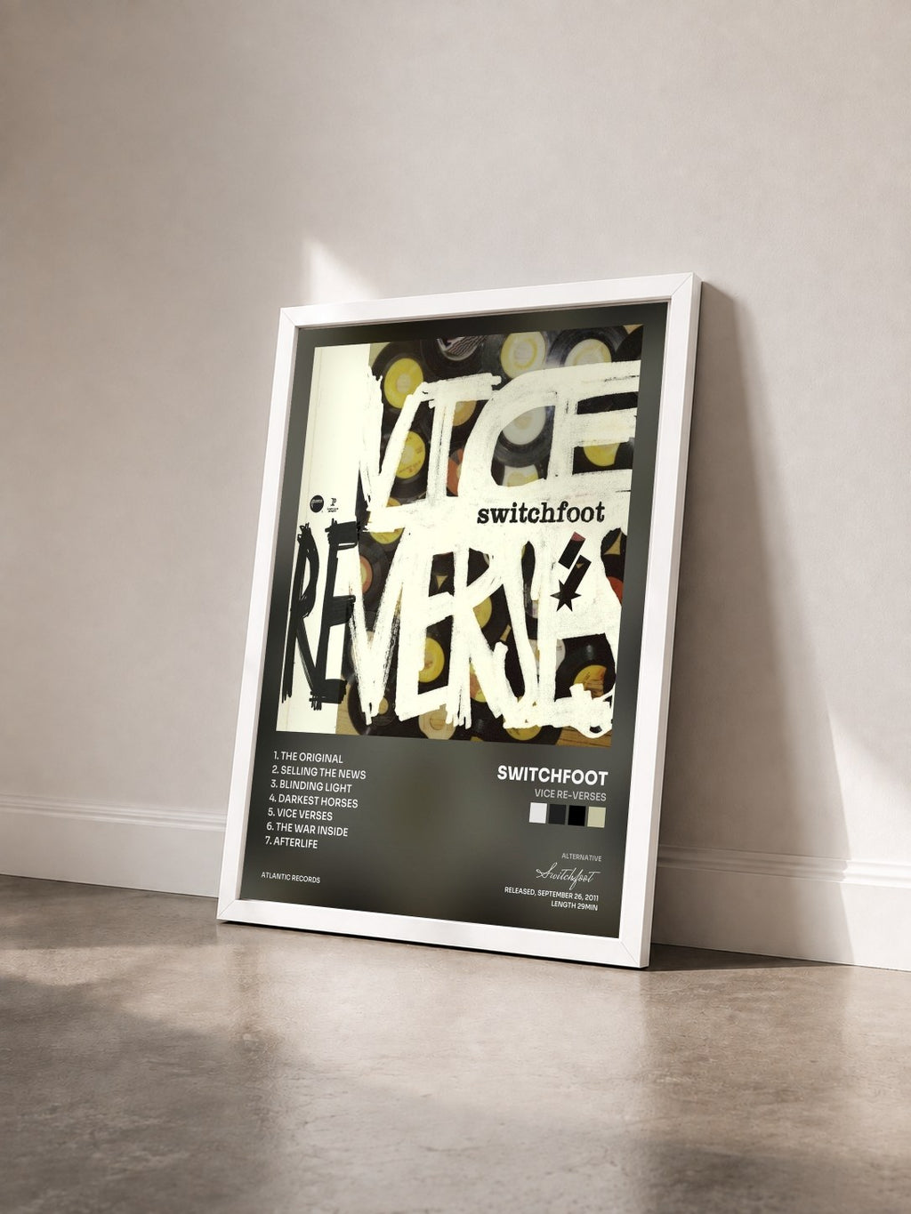 #blanc Tableau de l'album Vice Re-Verses de Switchfoot vu de trois quarts, cadre blanc