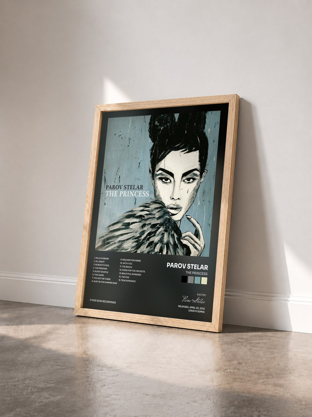 #bois Tableau de l'album The Princess de Parov Stelar vu de trois quarts, cadre en bois brut