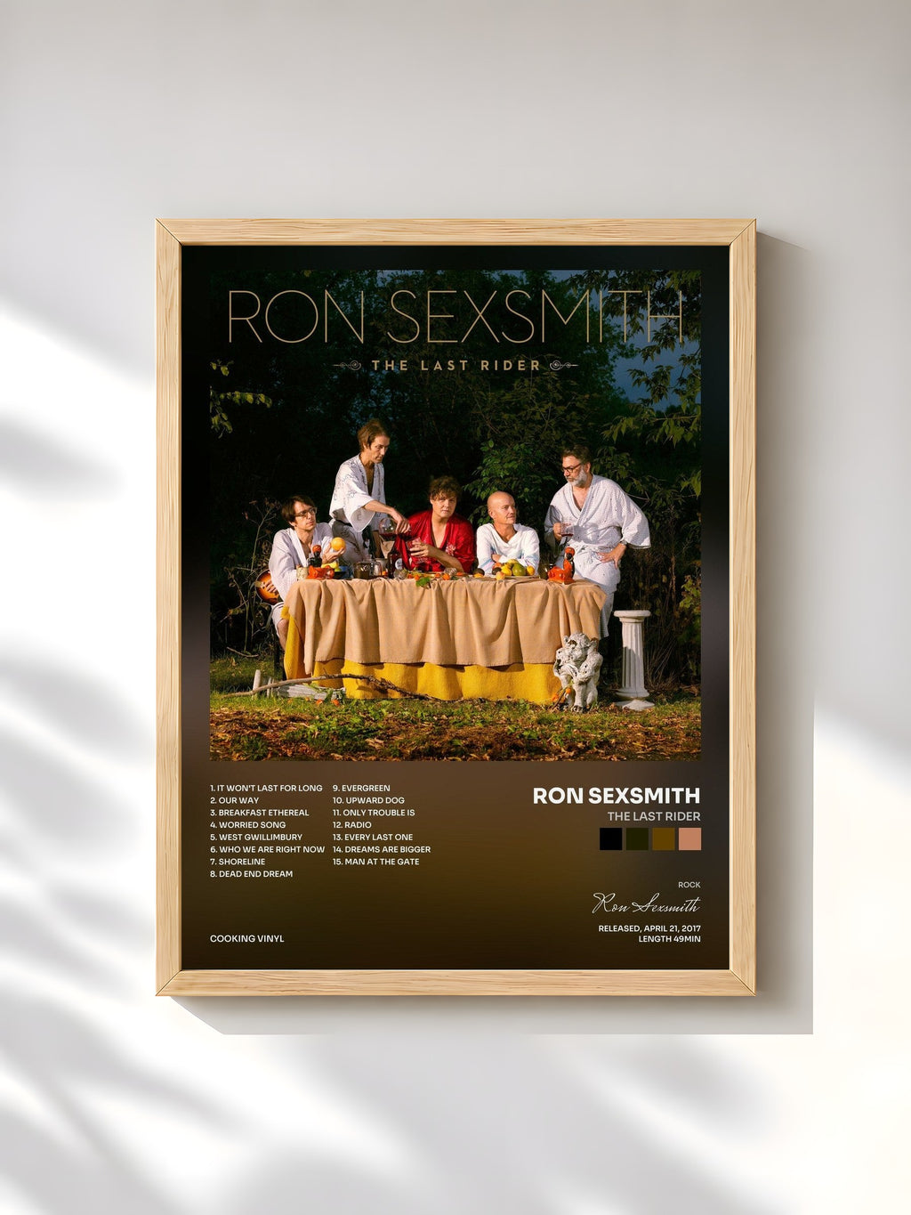 #bois Tableau de l'album The Last Rider de Ron Sexsmith, cadre en bois brut, imprimé et encadré en France