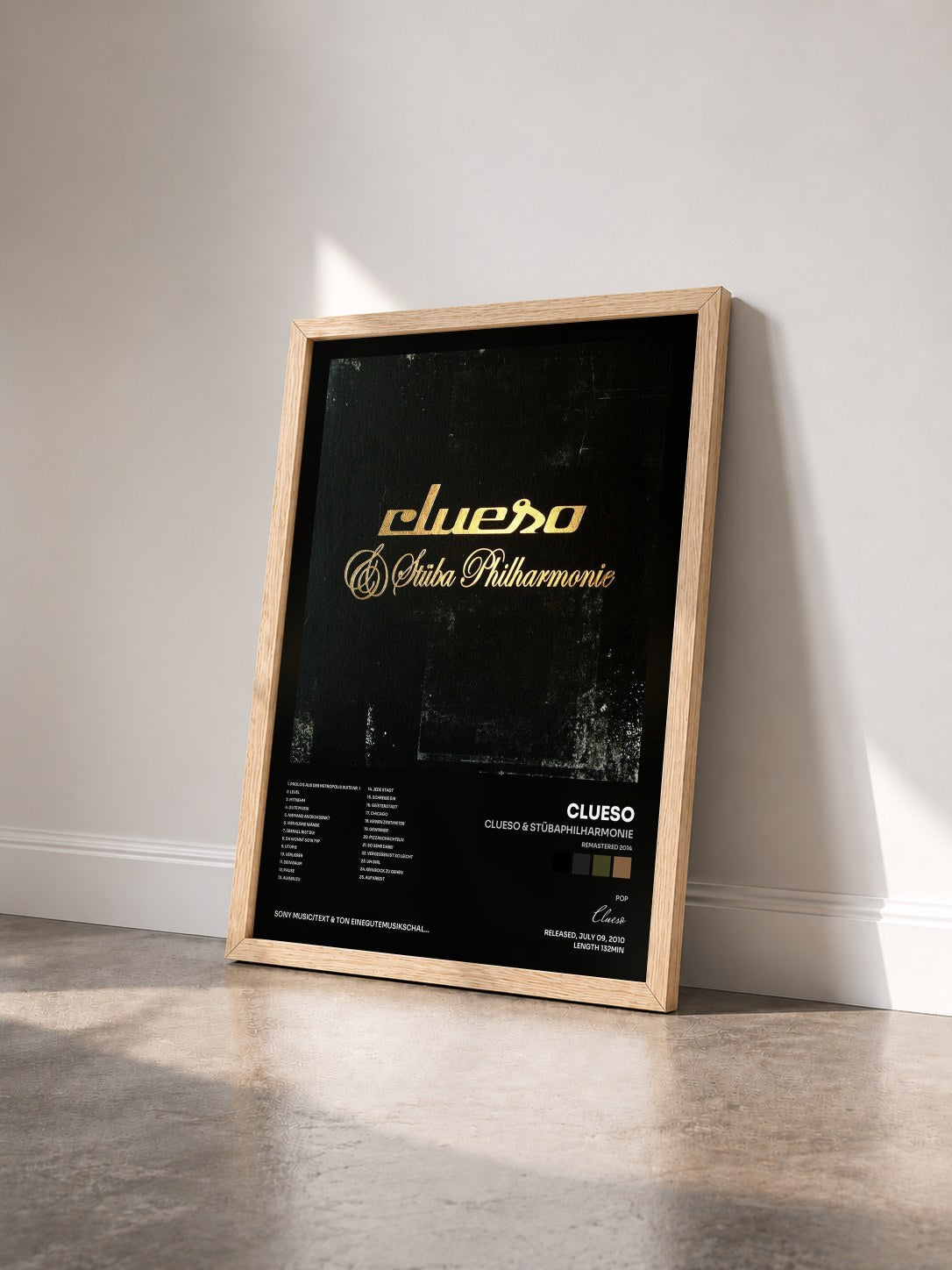 #bois Tableau de l'album Clueso & STÜBAphilharmonie (Remastered 2014) de Clueso vu de trois quarts, cadre en bois brut